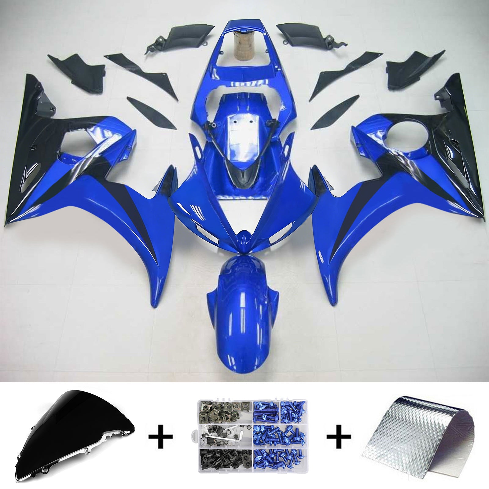 Amotopart Yamaha 2003-2004 YZF 600 R6 & 2006-2009 YZF R6S Blue Fairing Kit