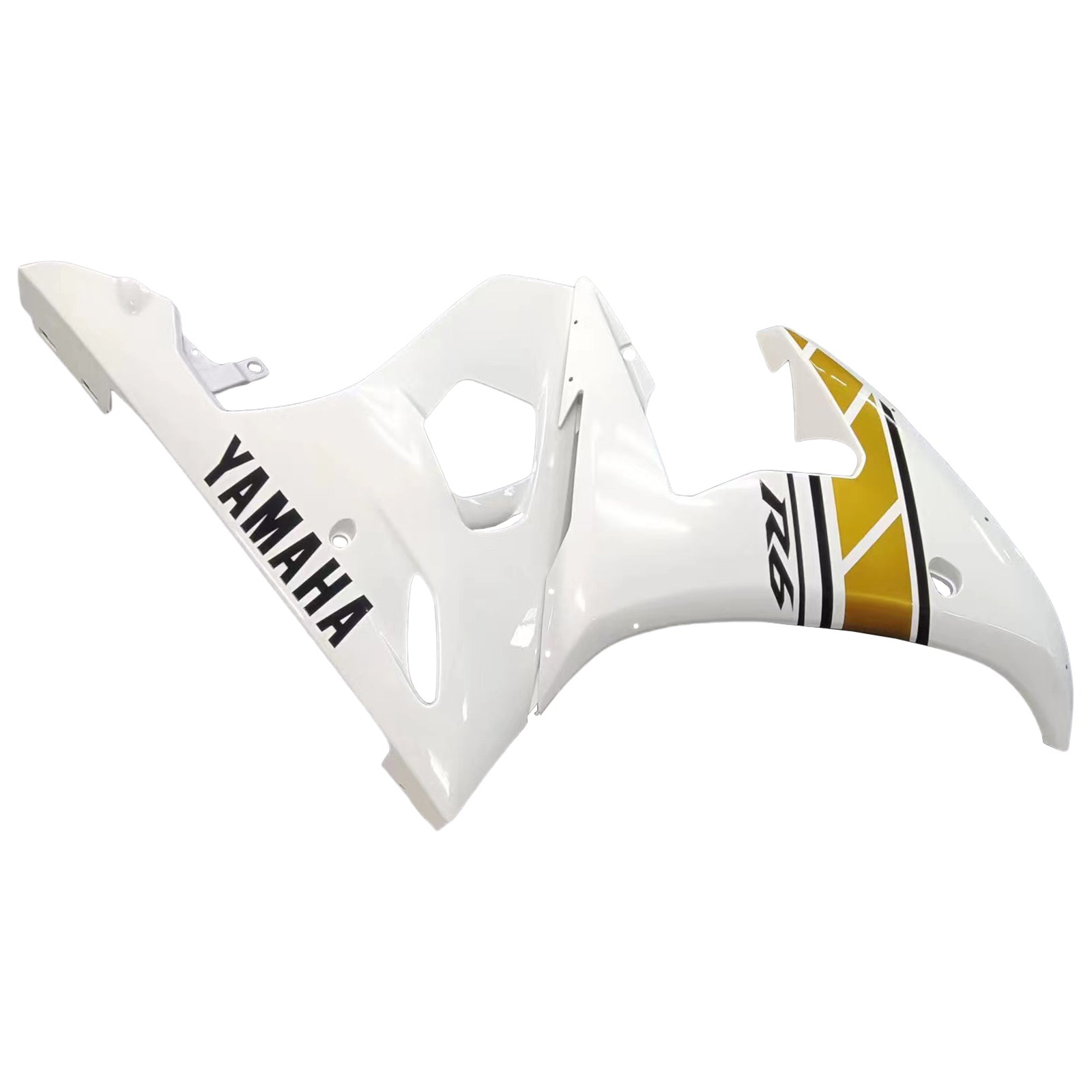 Amotopart 2003-2004 YZF 600 R6 & 2006-2009 YZF R6S Yamaha Kit de carénage blanc et or