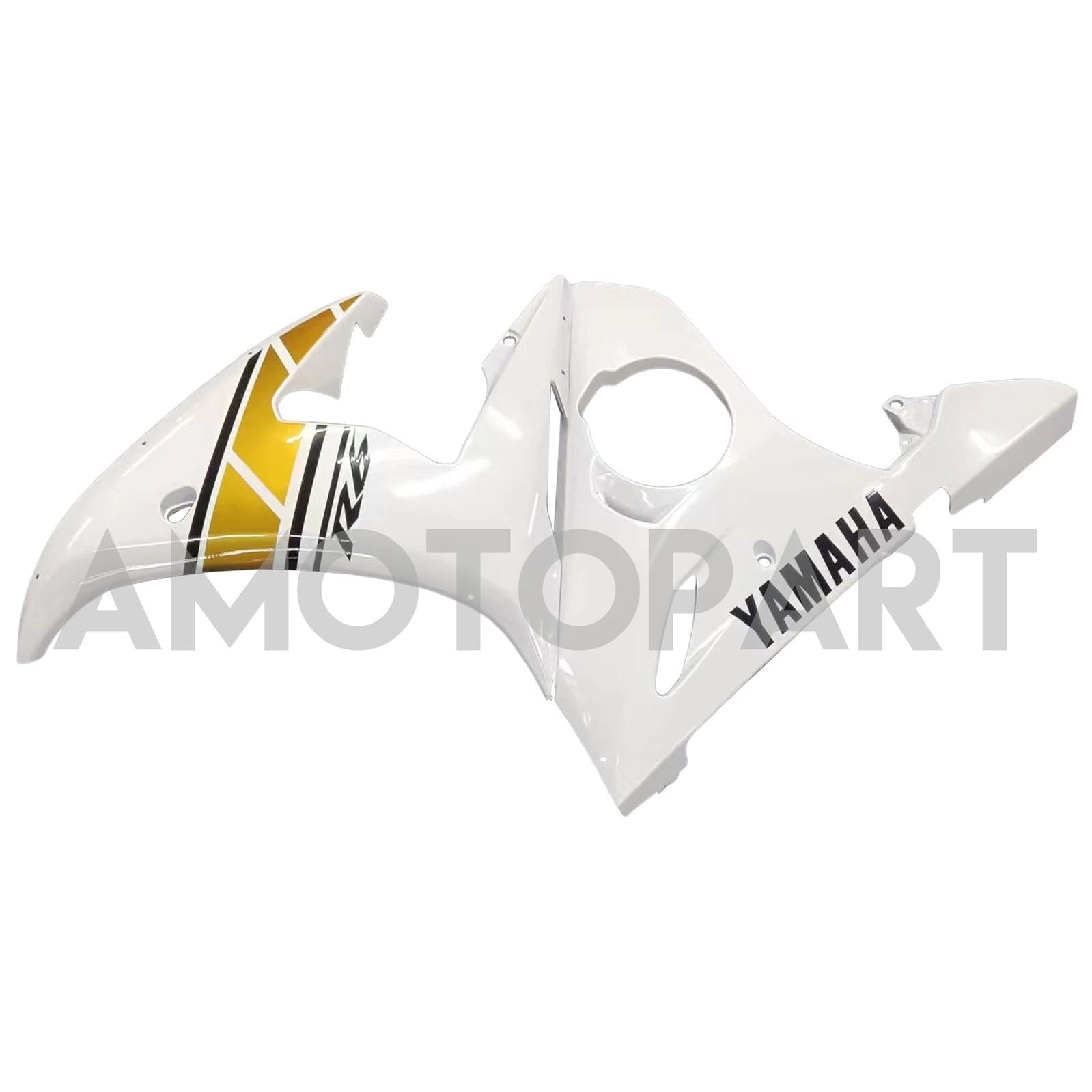 Amotopart 2003-2004 YZF 600 R6 & 2006-2009 YZF R6S Yamaha White & Gold Fairing Kit