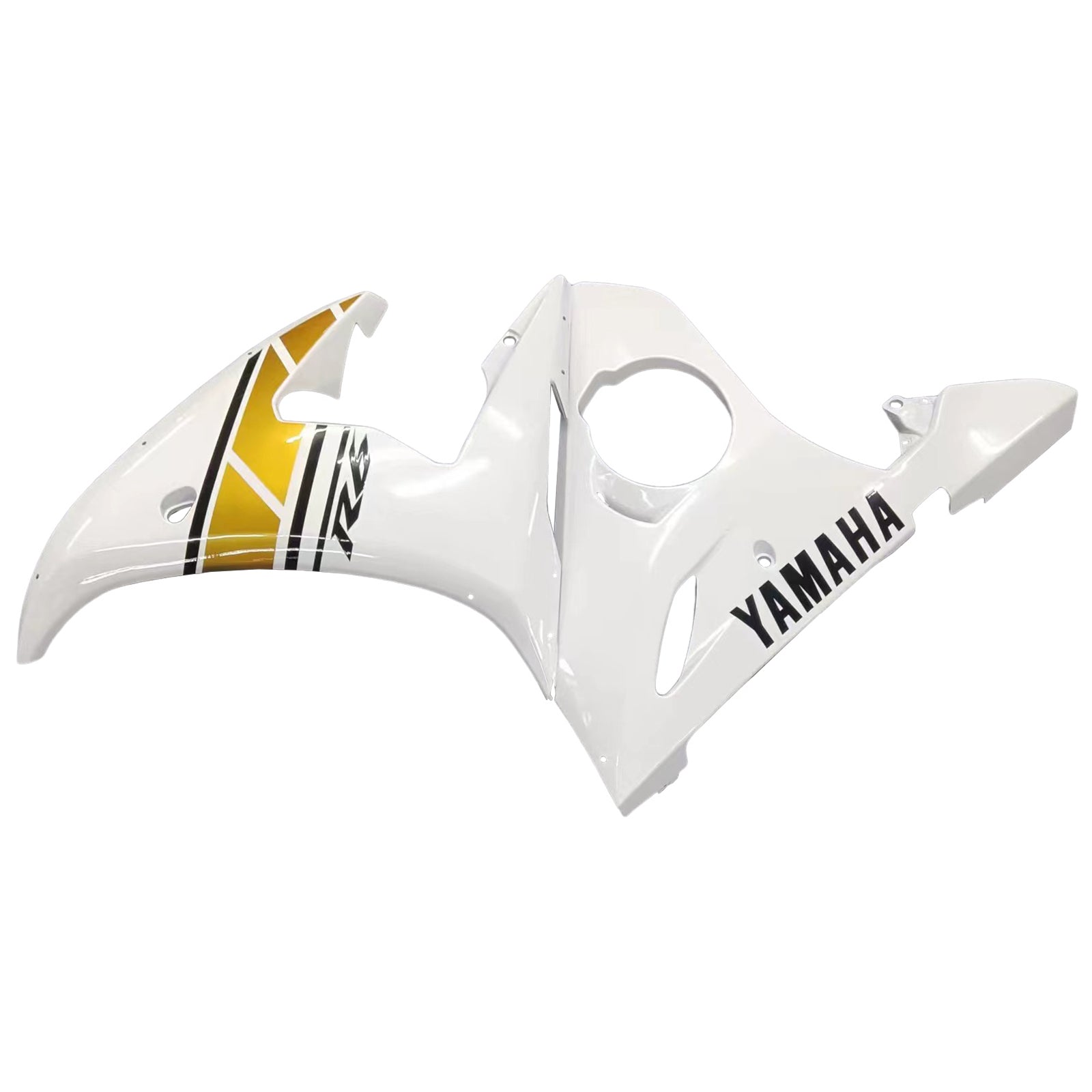 Amotopart 2003-2004 YZF 600 R6 & 2006-2009 YZF R6S Yamaha White&Gold Fairing Kit