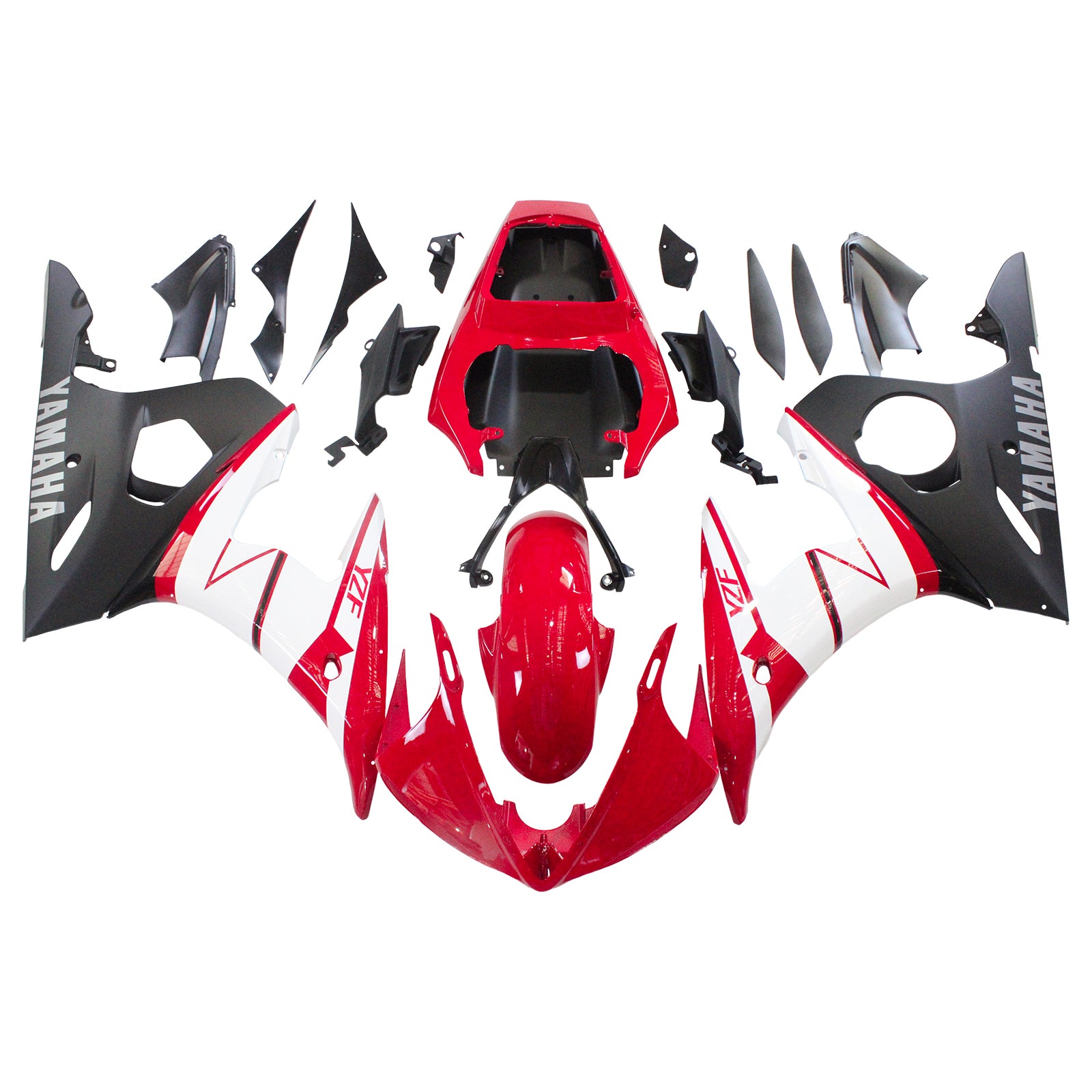 Amotopart Yamaha 2003-2004 YZF 600 R6 & 2006-2009 YZF R6S Kit de carénage rouge et blanc