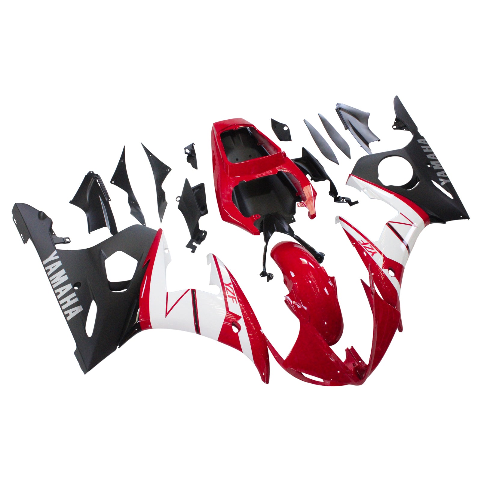 Amotopart Yamaha 2003-2004 YZF 600 R6 & 2006-2009 YZF R6S Kit de carénage rouge et blanc