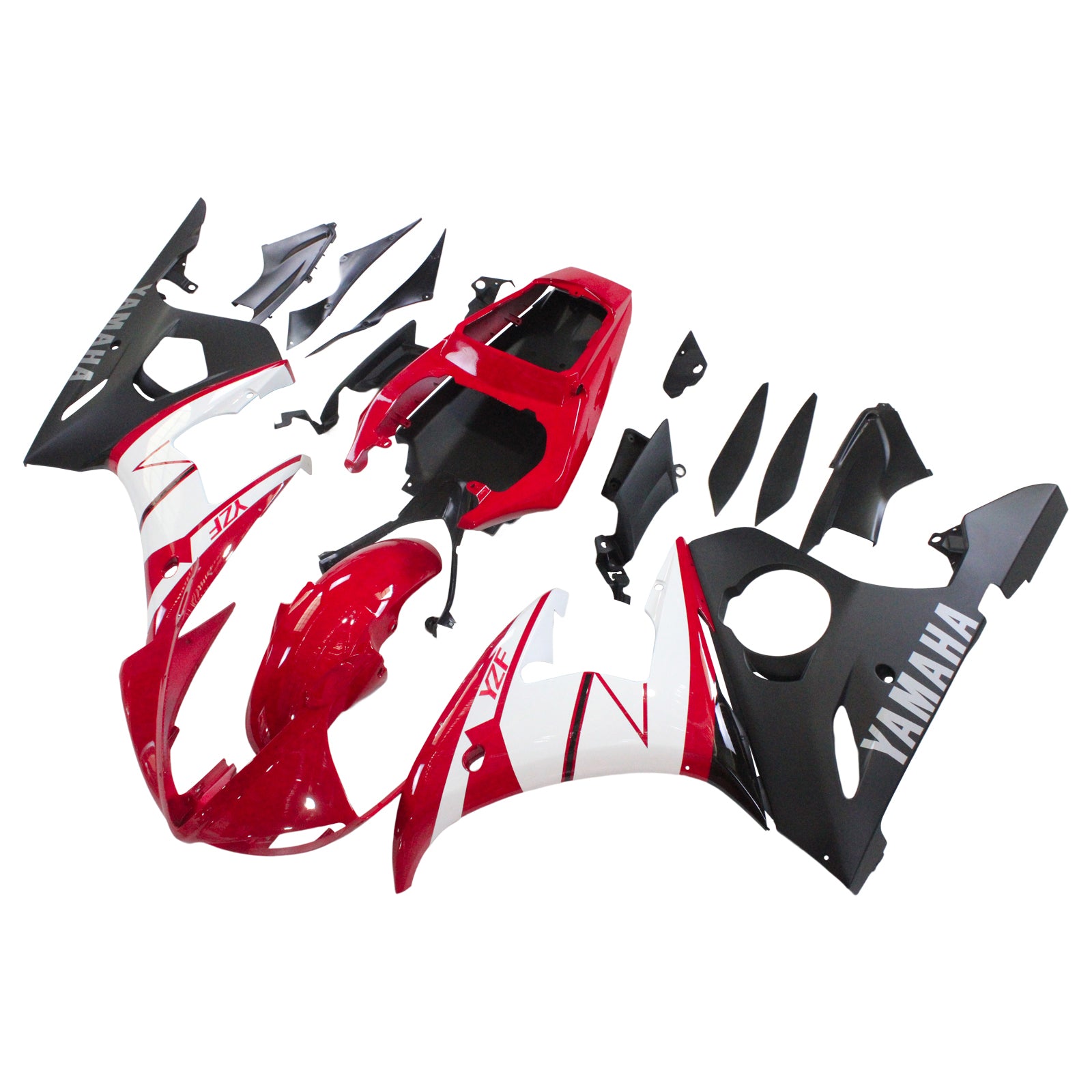 Amotopart Yamaha 2003-2004 YZF 600 R6 & 2006-2009 YZF R6S Kit de carénage rouge et blanc