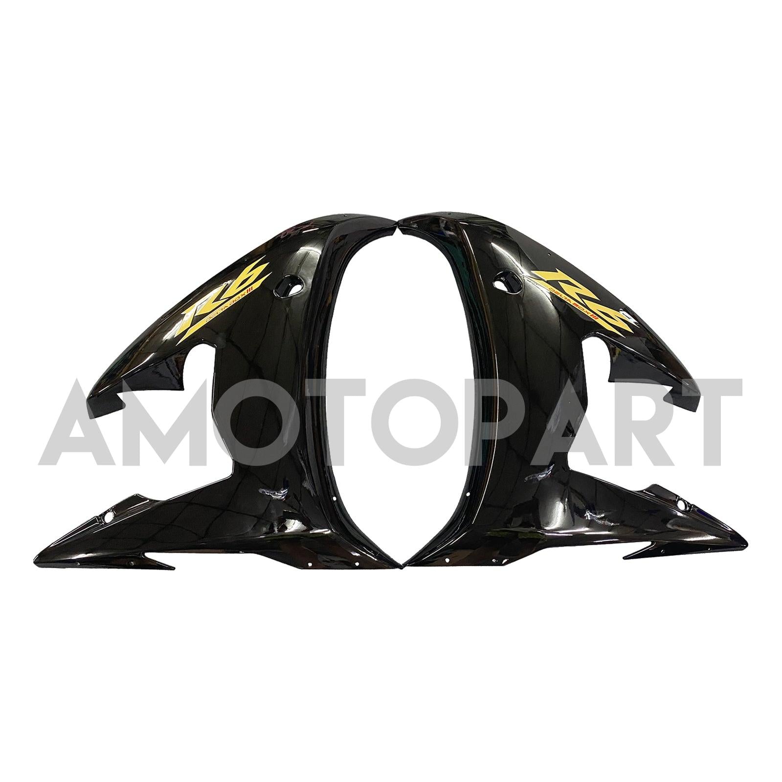 Amotopart Yamaha 2003-2004 YZF 600 R6 & 2006-2009 YZF R6S Black with Gold Logo Fairing Kit