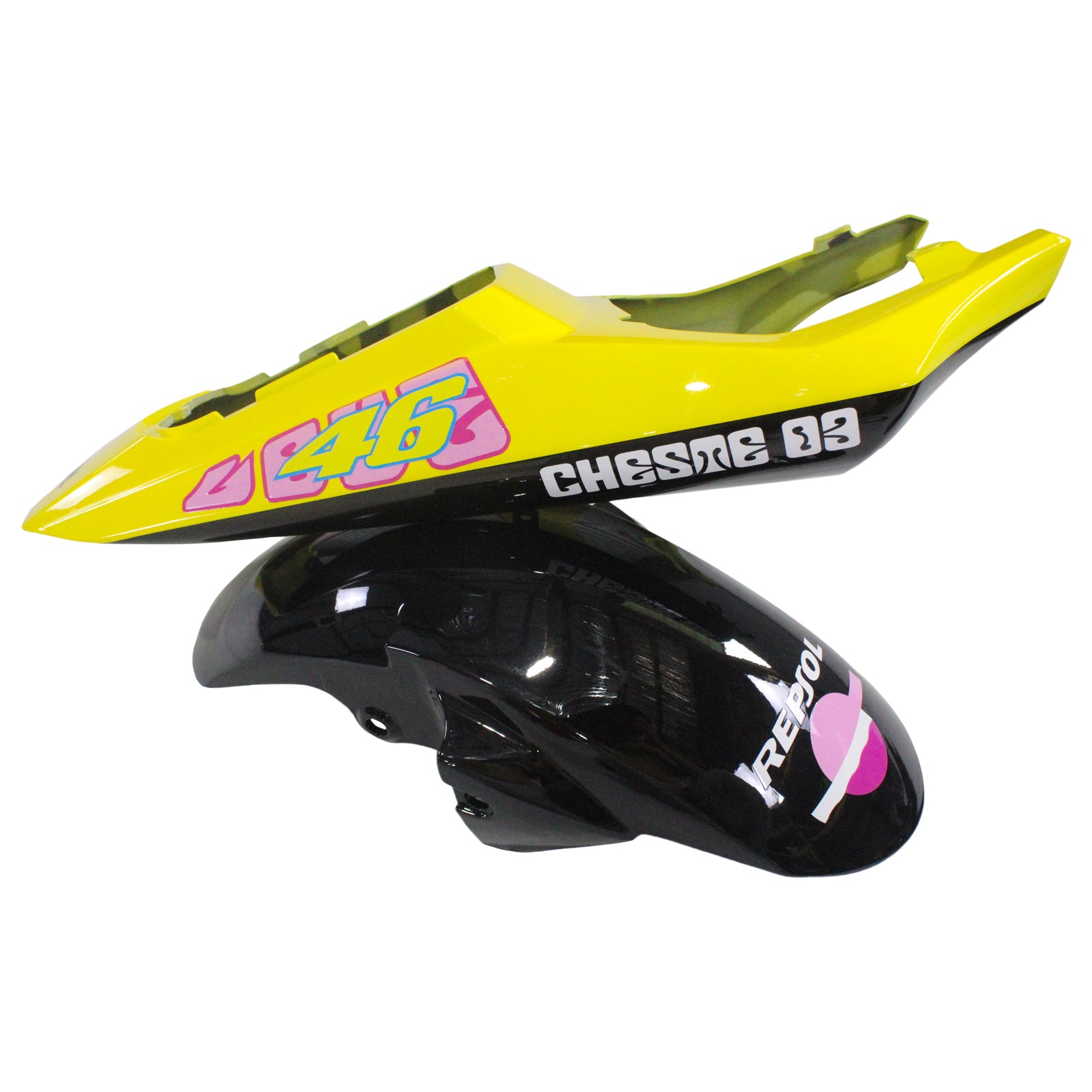 Amotopart Yamaha 2003–2004 YZF 600 R6 &amp; 2006–2009 YZF R6S Schwarz-Rosa Verkleidungsset