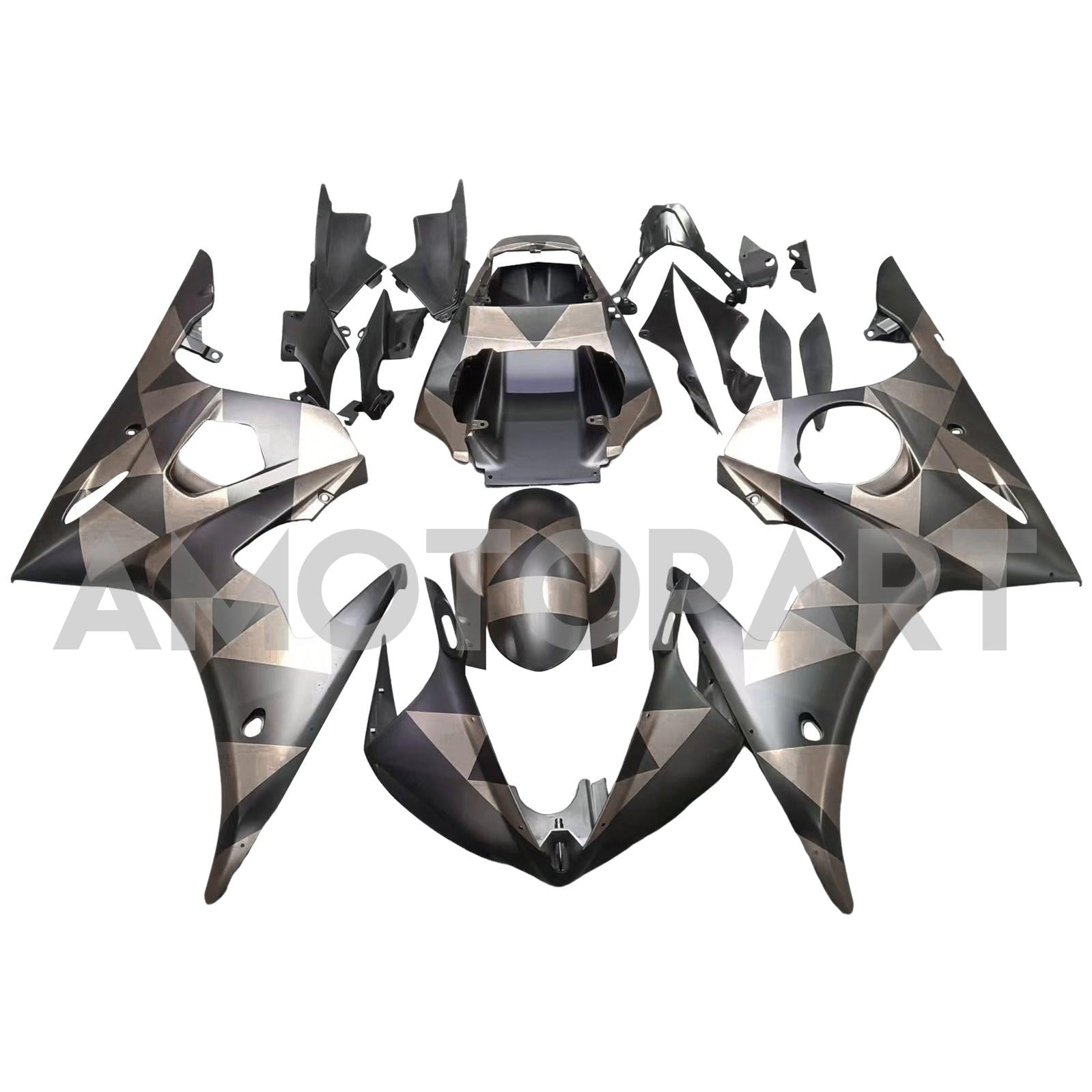 Amotopart Yamaha 2003-2004 YZF 600 R6 & 2006–2009 YZF R6S, schwarzes Verkleidungsset