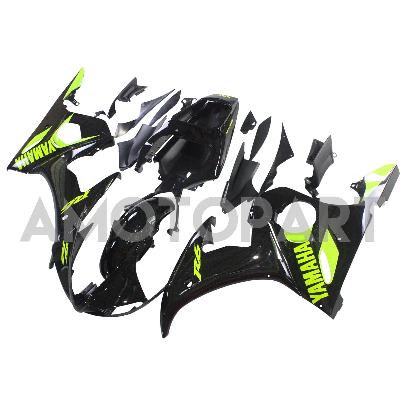 Amotopart Yamaha 2003-2004 YZF 600 R6 & 2006-2009 YZF R6S Black Fairing Kit