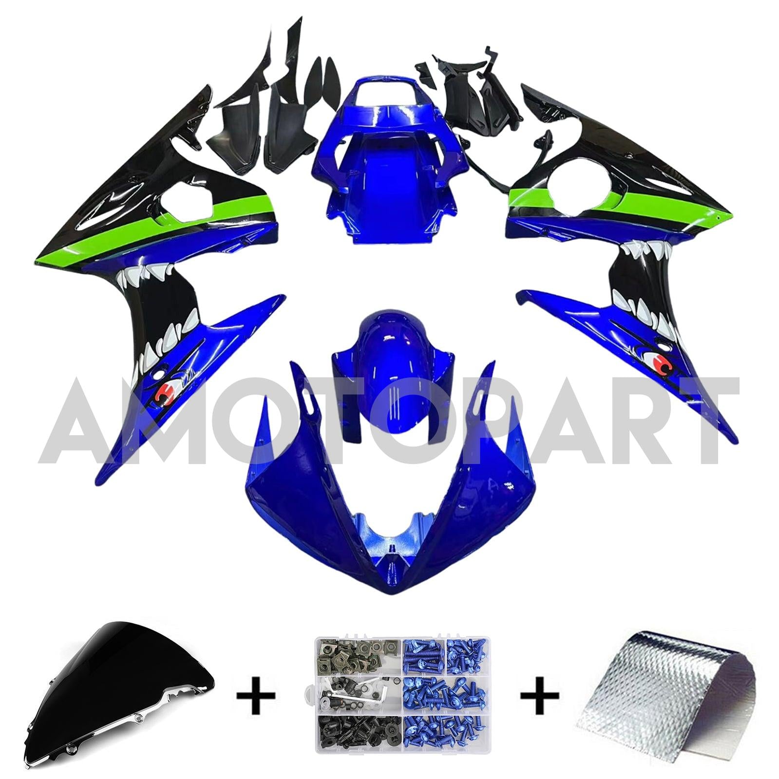 Amotopart Yamaha 2003-2004 YZF 600 R6 & 2006–2009 YZF R6S Blaues Verkleidungskit