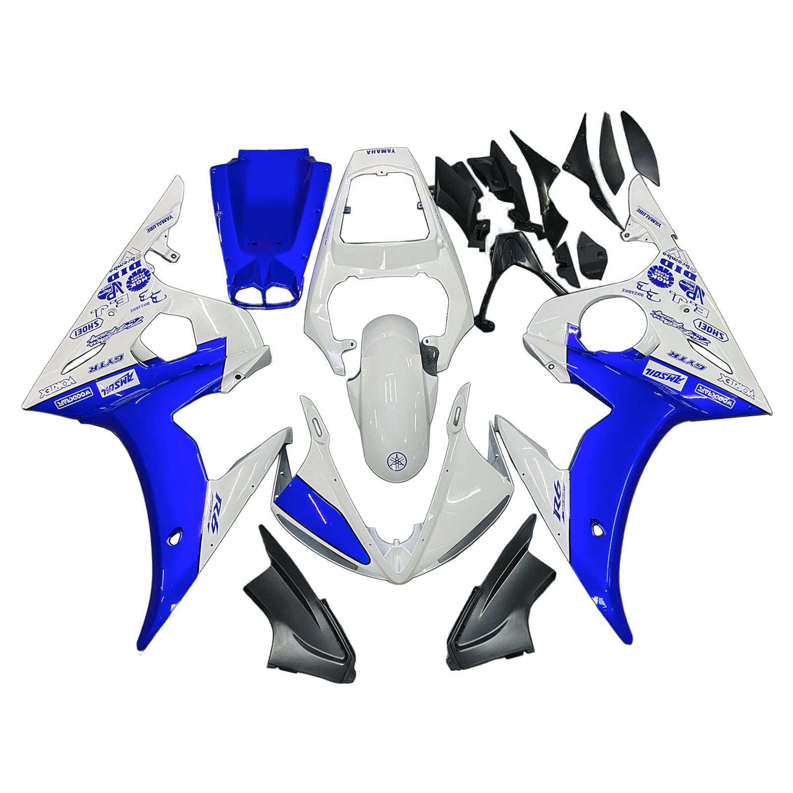 Amotopart Yamaha 2003-2004 YZF 600 R6 & 2006-2009 YZF R6S Blue White Fairing Kit