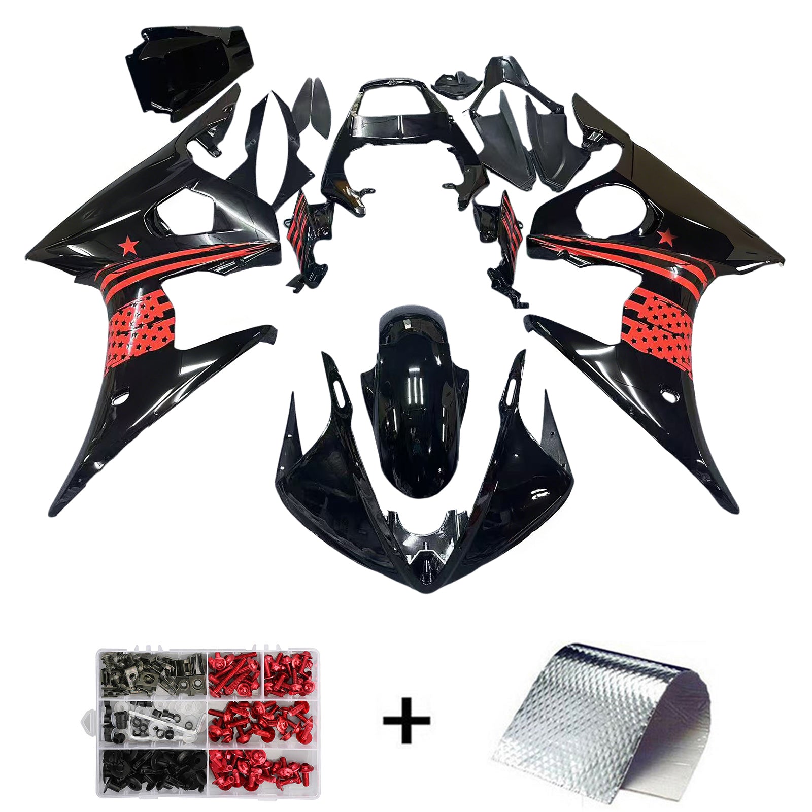 インジェクションフェアリングキットボディワークプラスチック ABS ヤマハ 2003-2004 YZF 600 R6 & 2006-2009 YZF R6S に適合