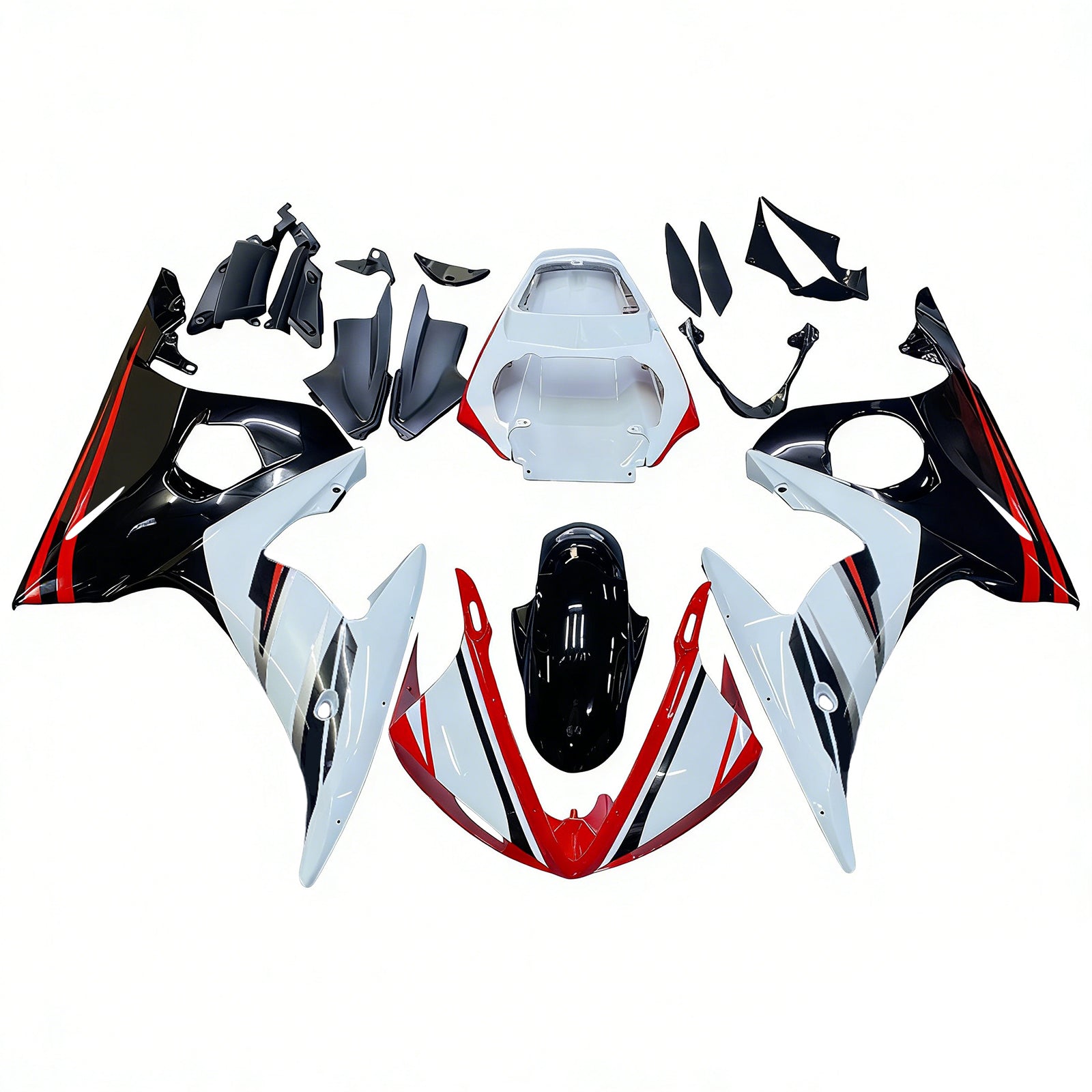 Amotopart 2003-2004 Yamaha YZF 600 R6 & 2006-2009 YZF R6S White Black Red Fairing Kit