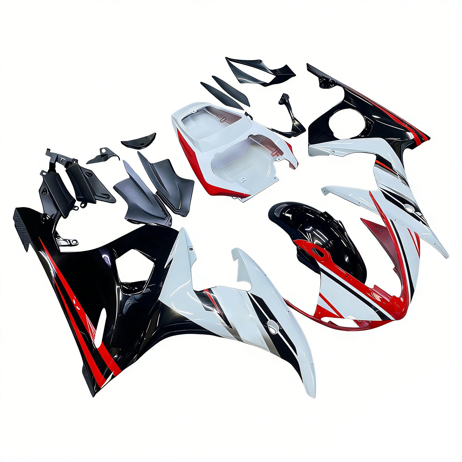 Amotopart 2003-2004 Yamaha YZF 600 R6 & 2006-2009 YZF R6S White Black Red Fairing Kit