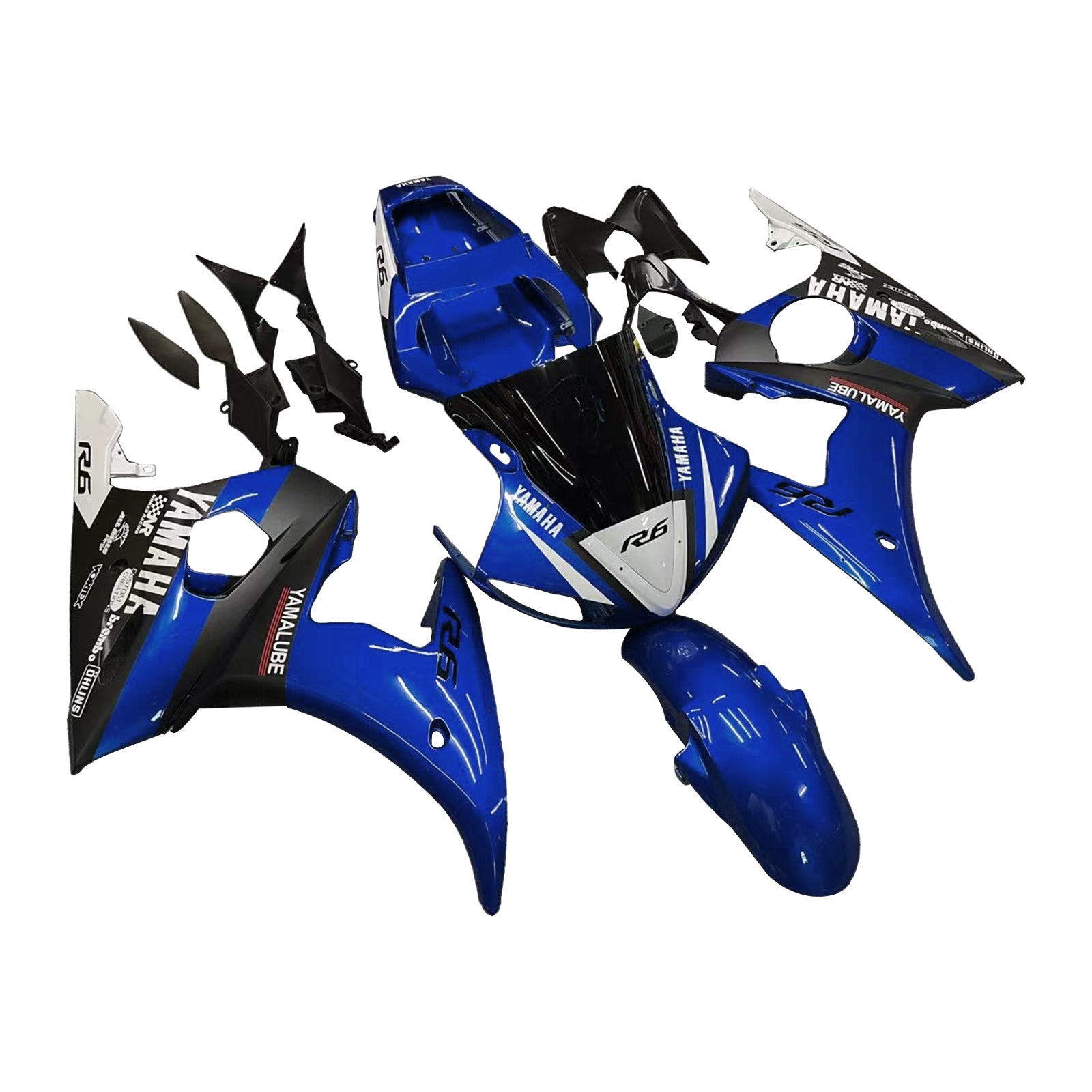 Blaues Verkleidungsset von Amotopart für Yamaha 2003–2004 YZF 600 R6 und 2006–2009 YZF R6S