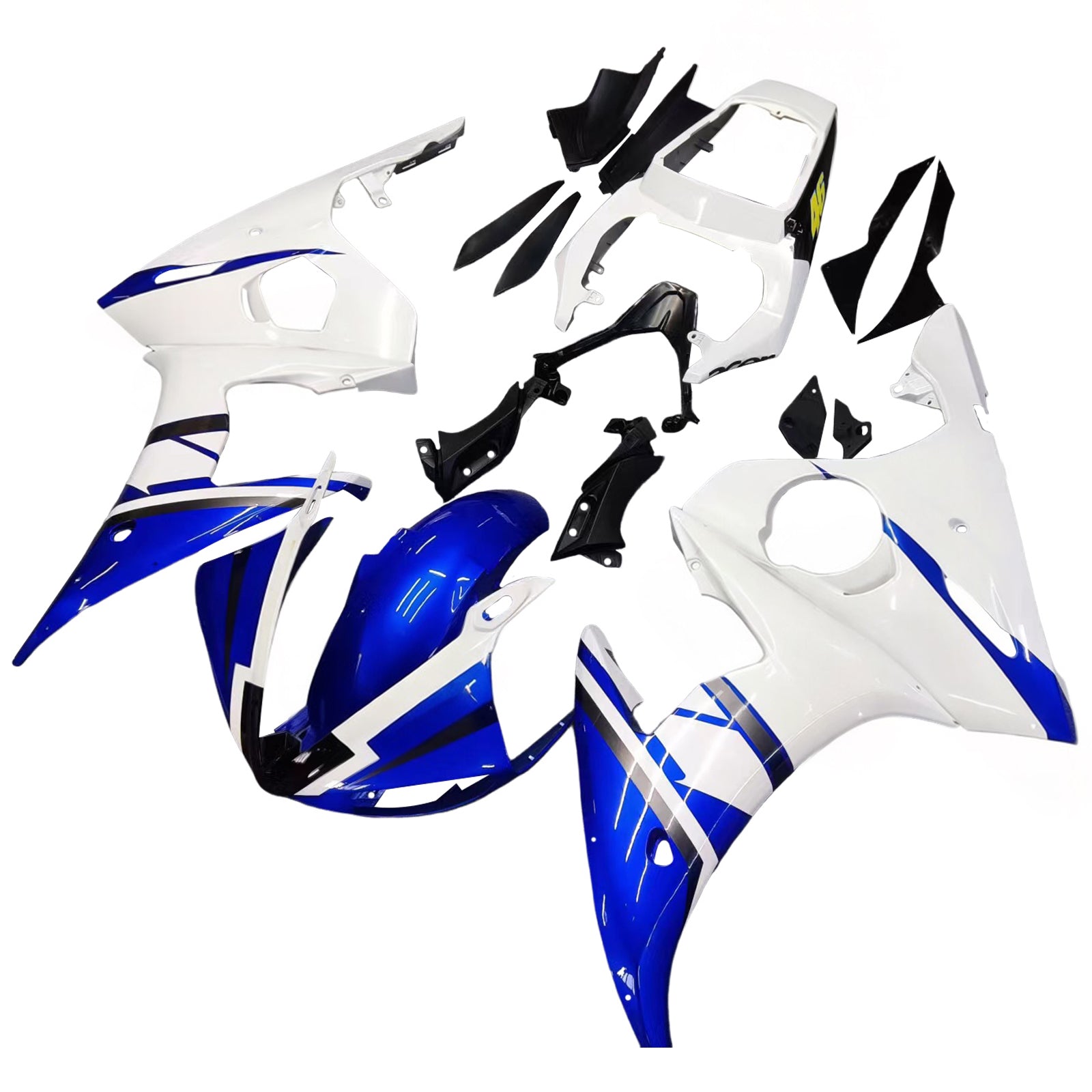 Amotopart 2005 Yamaha R6 Fairing White & Blue Color Kit