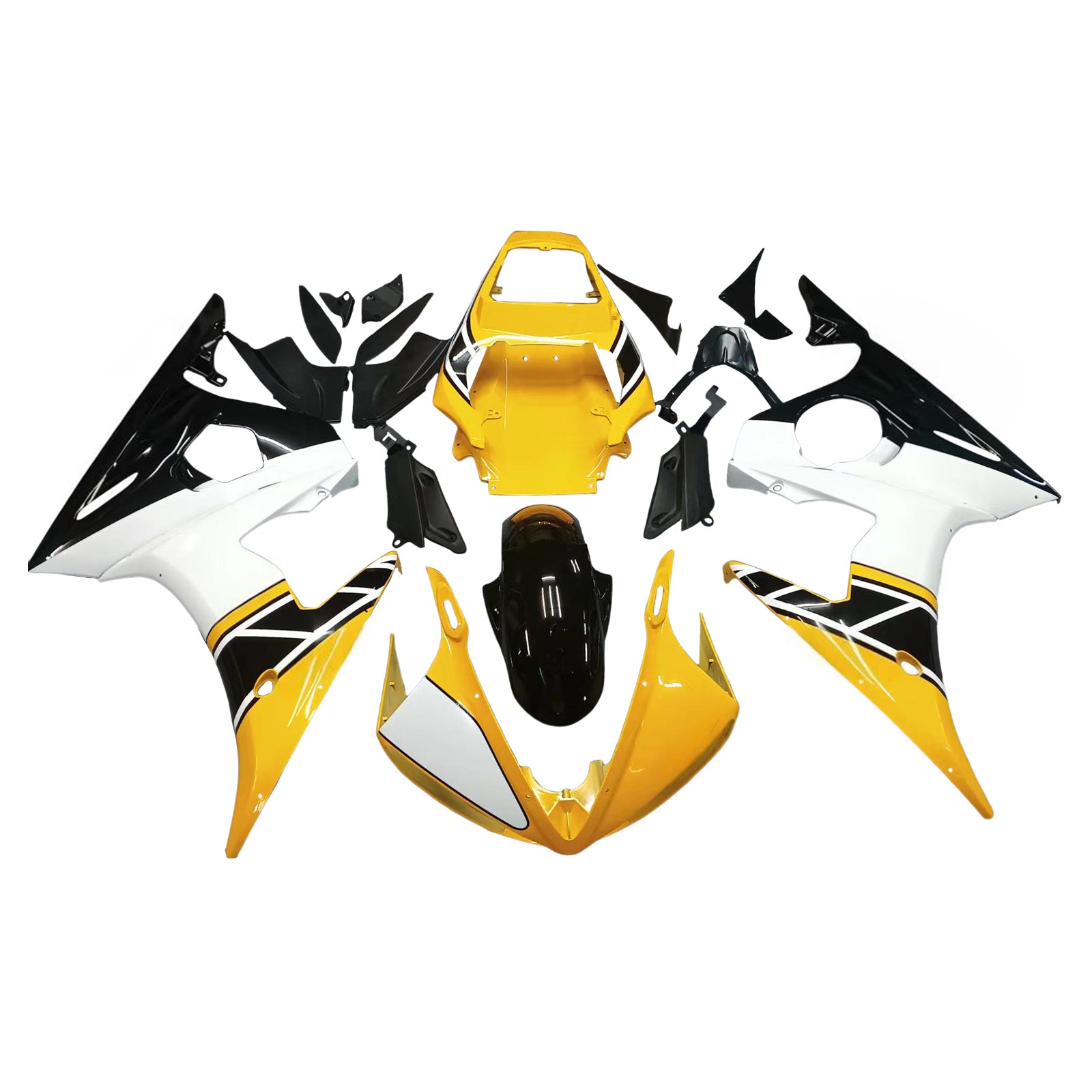 Amotopart ヤマハ 2005 YZF 600 R6 ホワイト ブラック フェアリング キット
