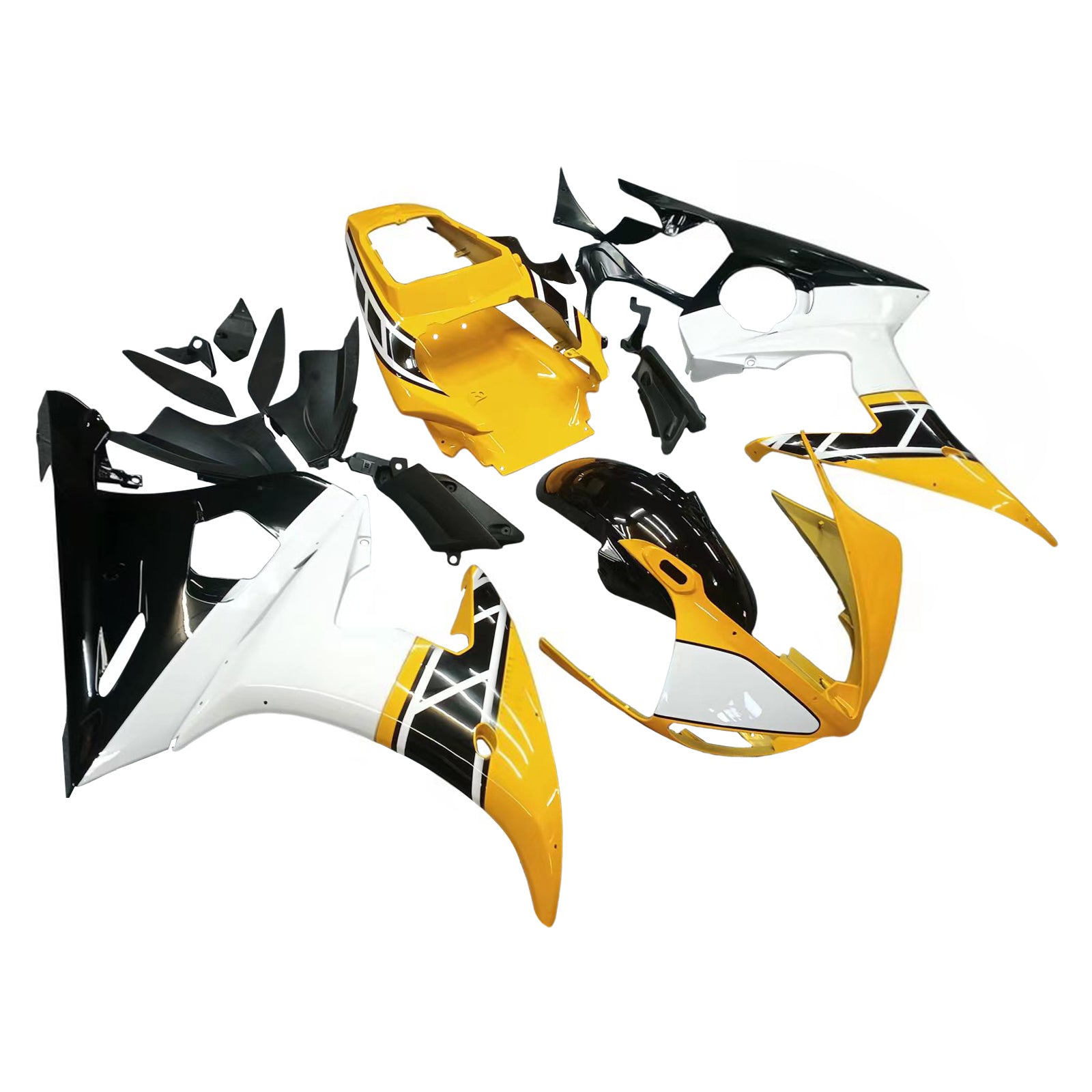 Amotopart  Yamaha 2005 YZF 600 R6 White Black Fairing Kit