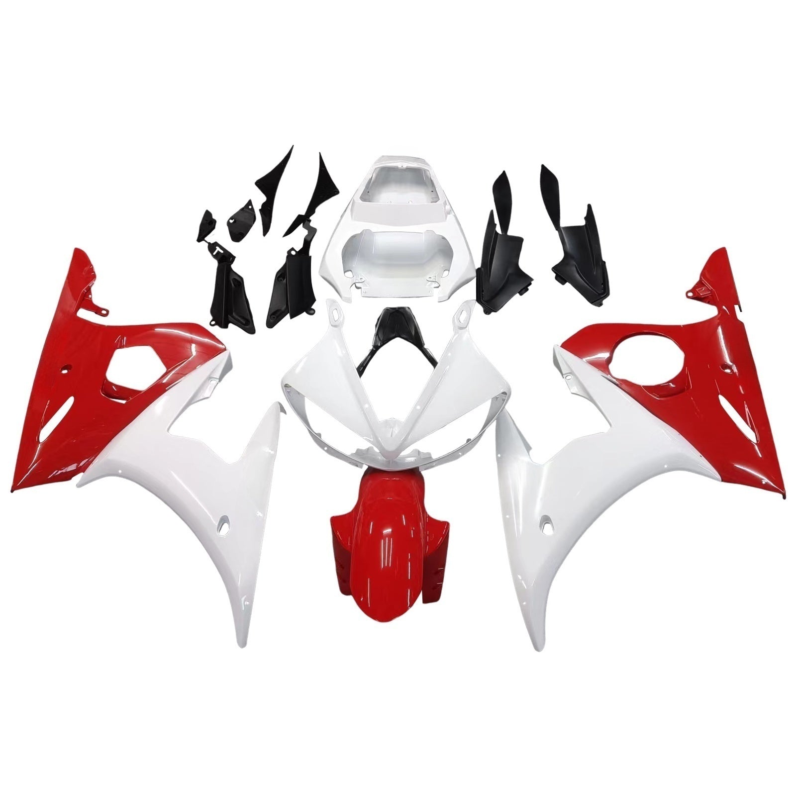 Amotopart 2005 Yamaha R6 Fairing White & Red Kit