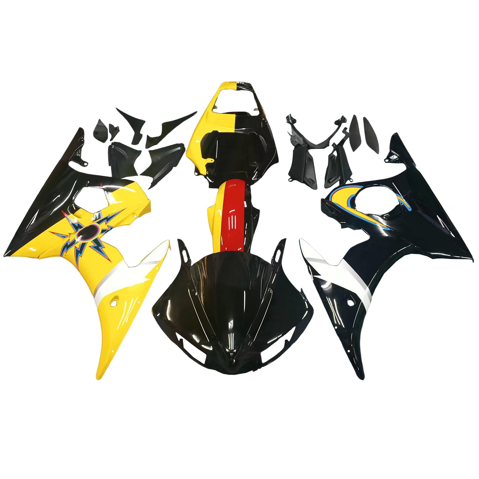 Amotopart 2005 Yamaha R6 Fairing Multi Color & Number 46 Kit