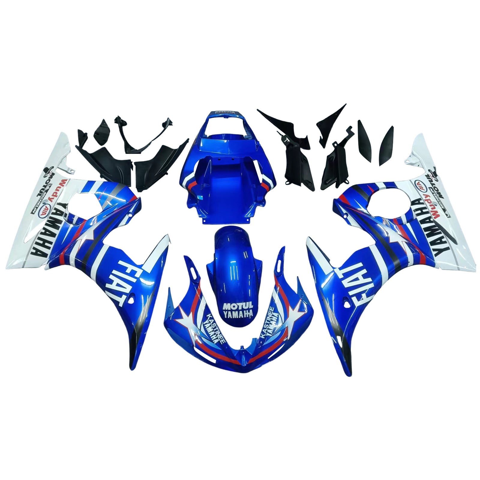 Amotopart 2005 Yamaha R6 Verkleidungsset, mehrfarbig, Blau