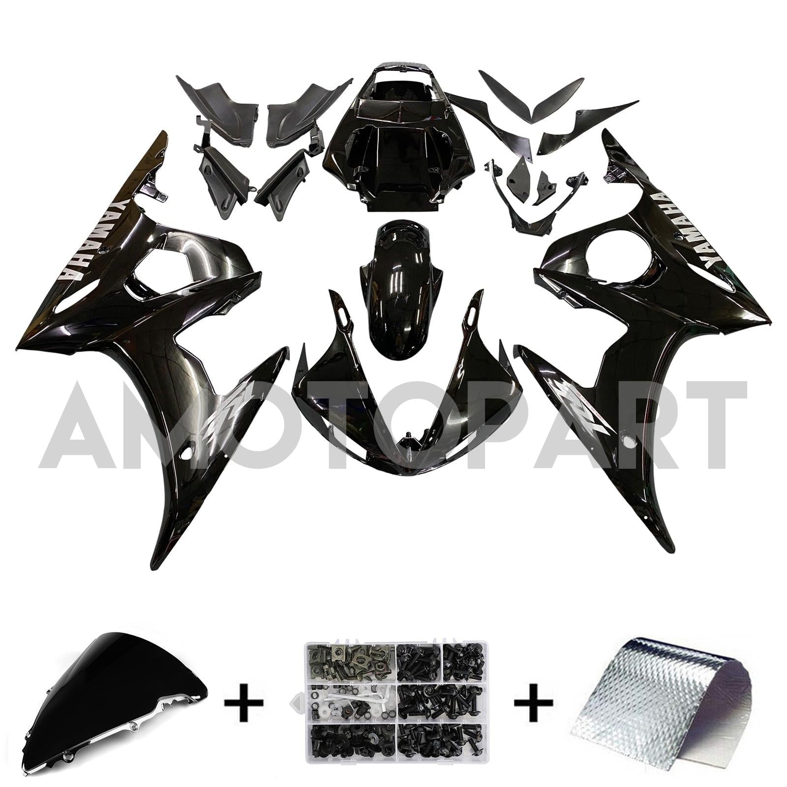 Amotopart 2005 Yamaha R6 Fairing G-Black Kit