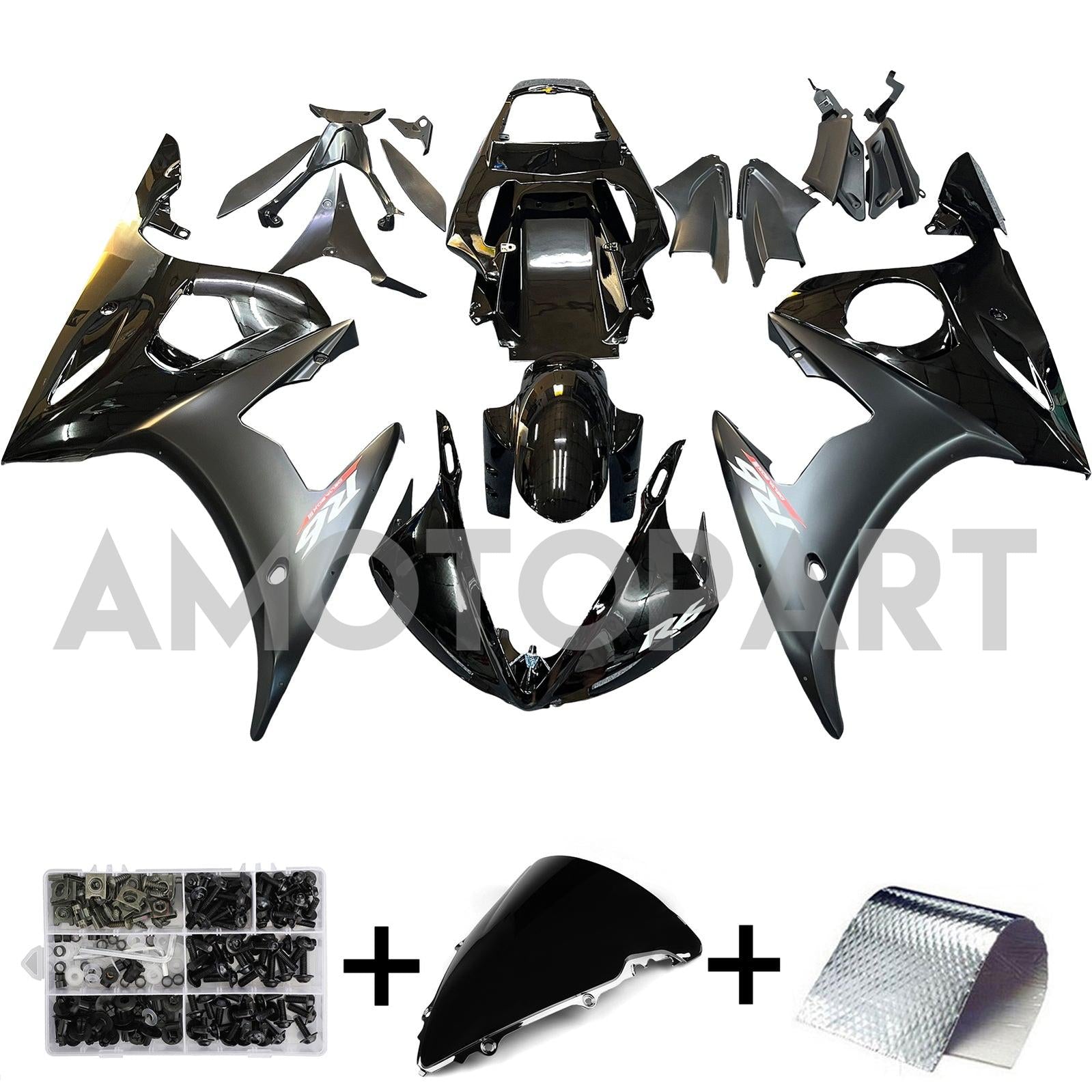 Amotopart 2005 Yamaha YZF-R6 Schwarzverkleidungskit