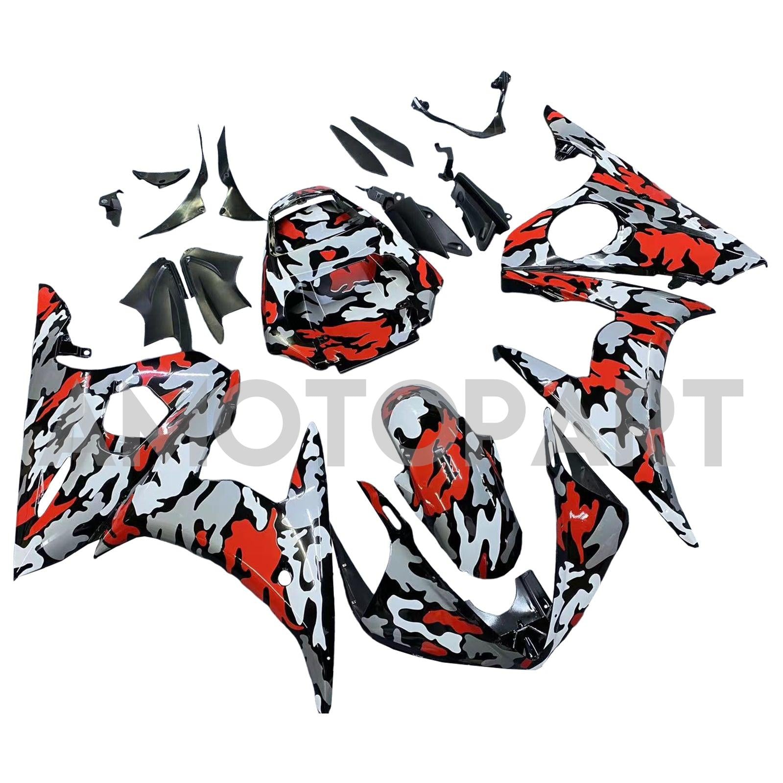 Amotopart 2005 Yamaha YZF-R6 Camouflage Red Fairing Kit