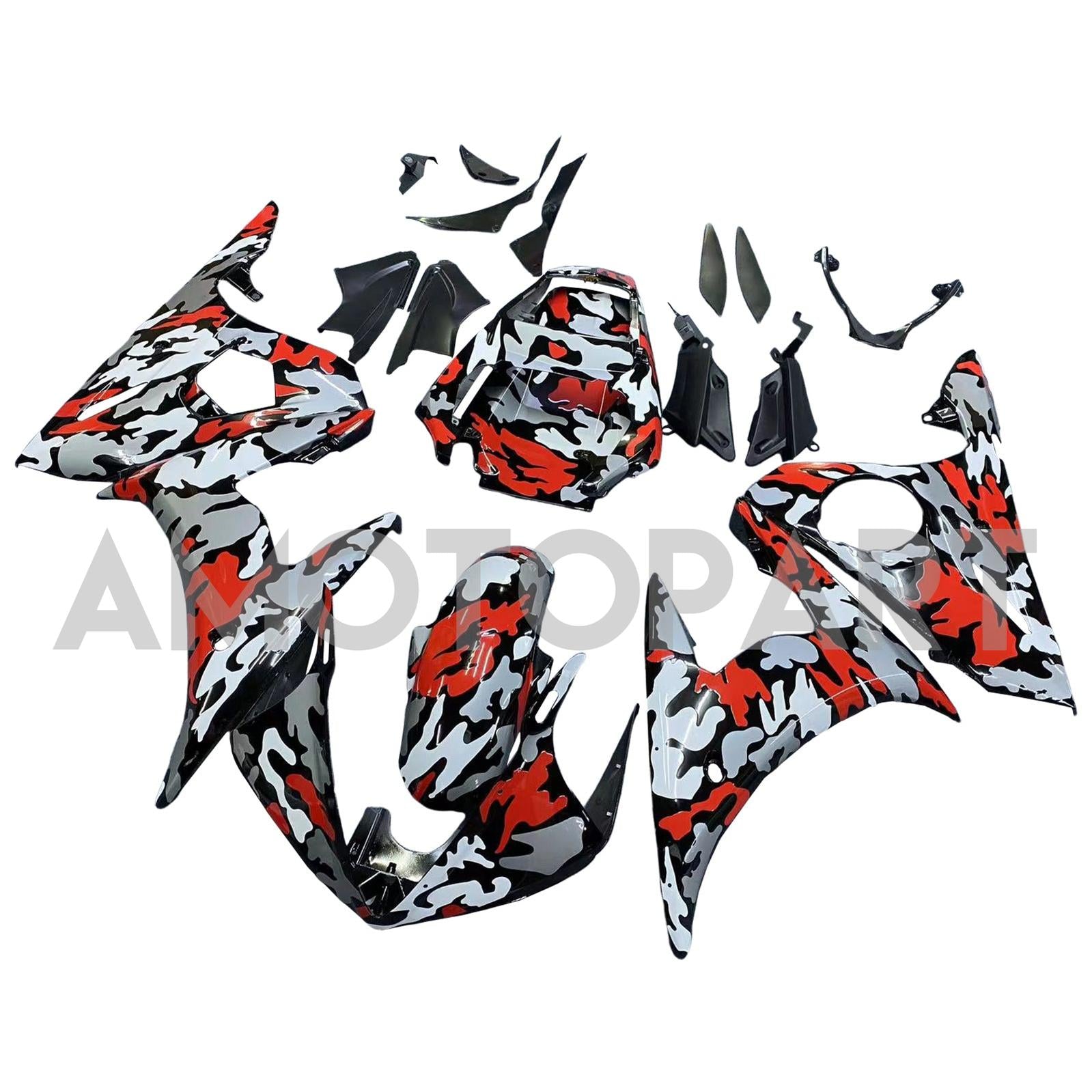 Amotopart 2005 Yamaha YZF-R6 Camouflage Red Fairing Kit