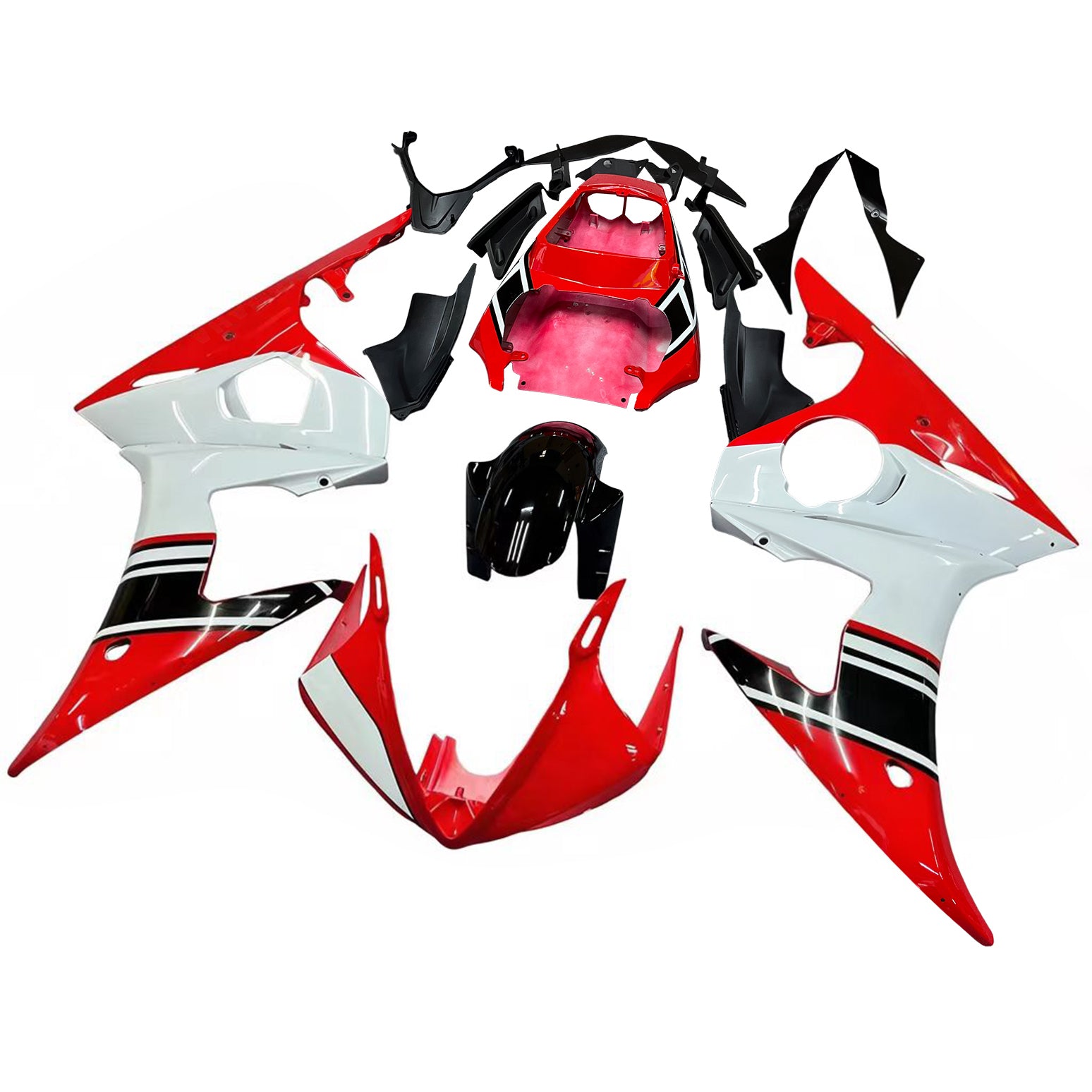 Amotopart 2005 Yamaha YZF-R6 Red & White Failing Kit