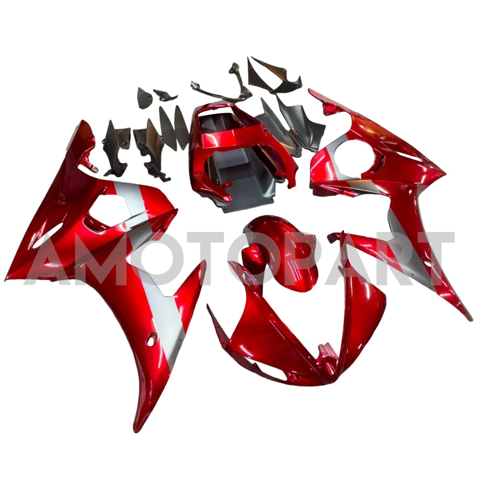 Amotopart 2005 Yamaha YZF-R6 Gloss Red&Black Fairing Kit
