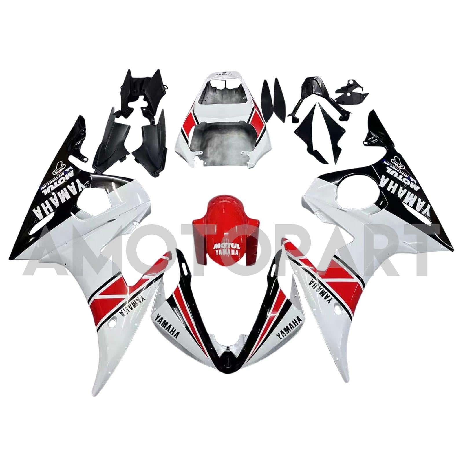 Amotopart Yamaha 2005 YZF 600 R6 White Black Fairing Kit