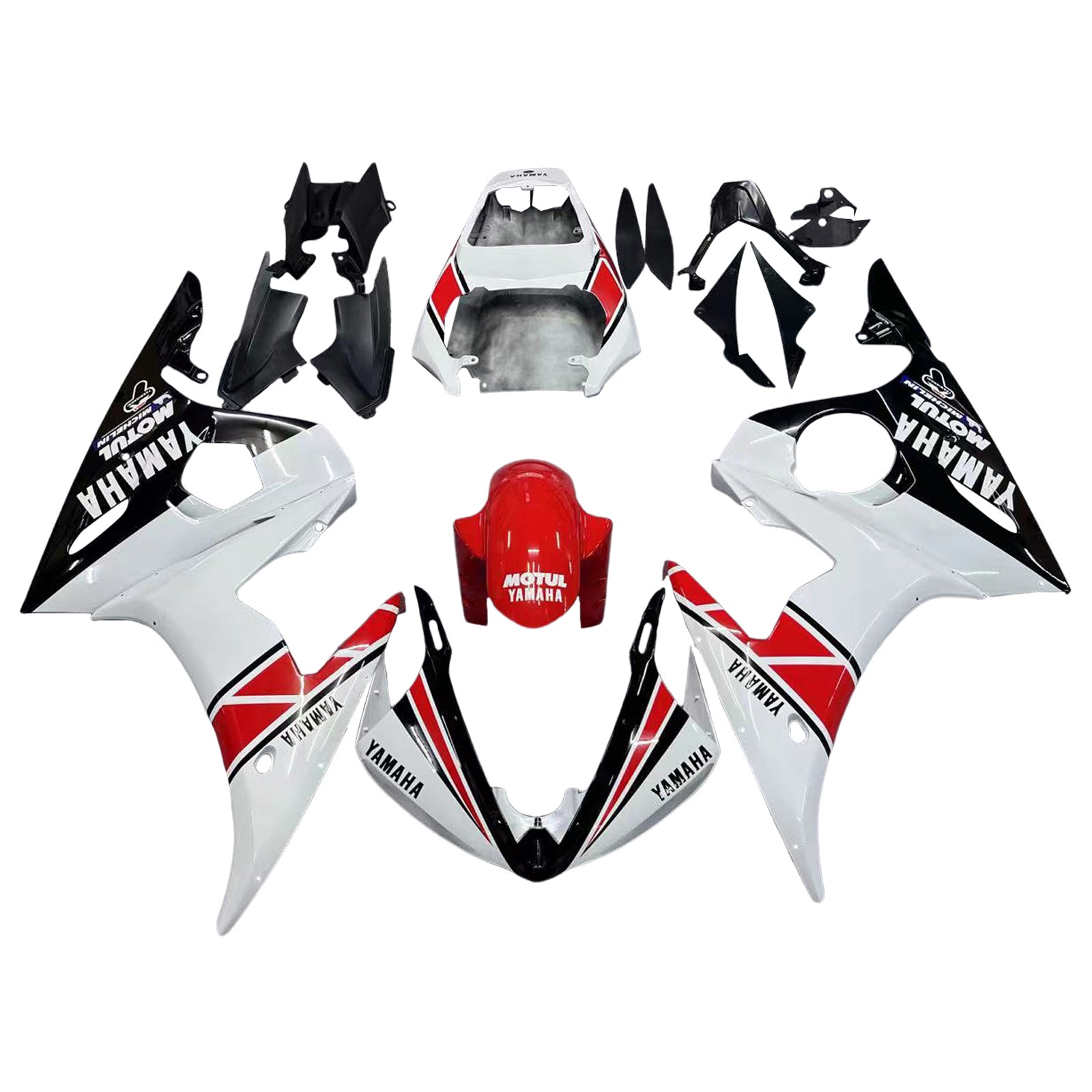 Amotopart  Yamaha 2005 YZF 600 R6 White Black Fairing Kit