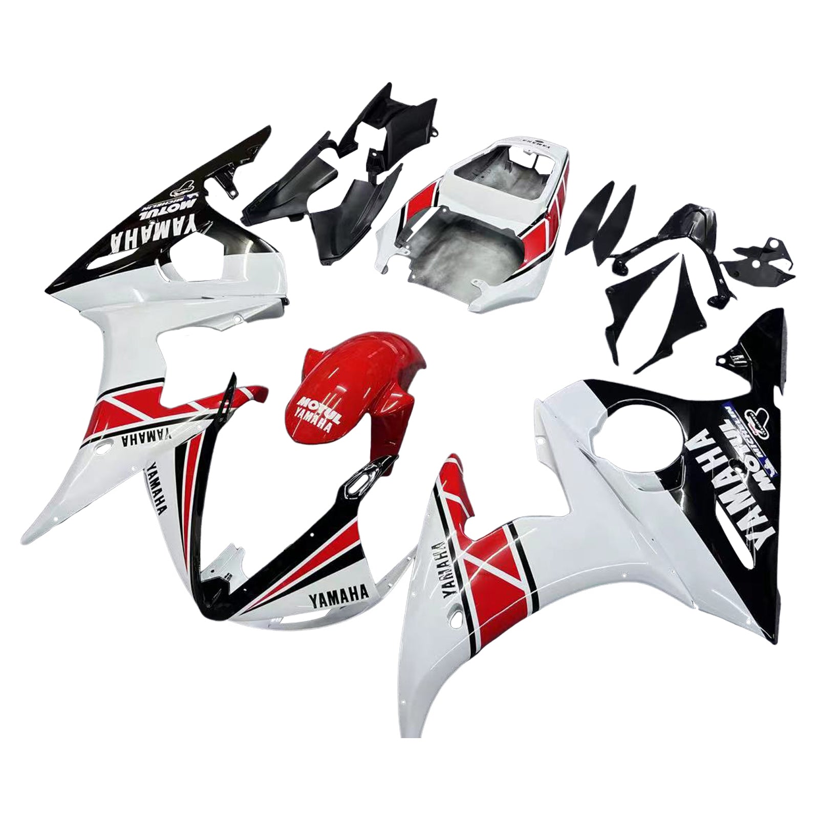 Amotopart  Yamaha 2005 YZF 600 R6 White Black Fairing Kit