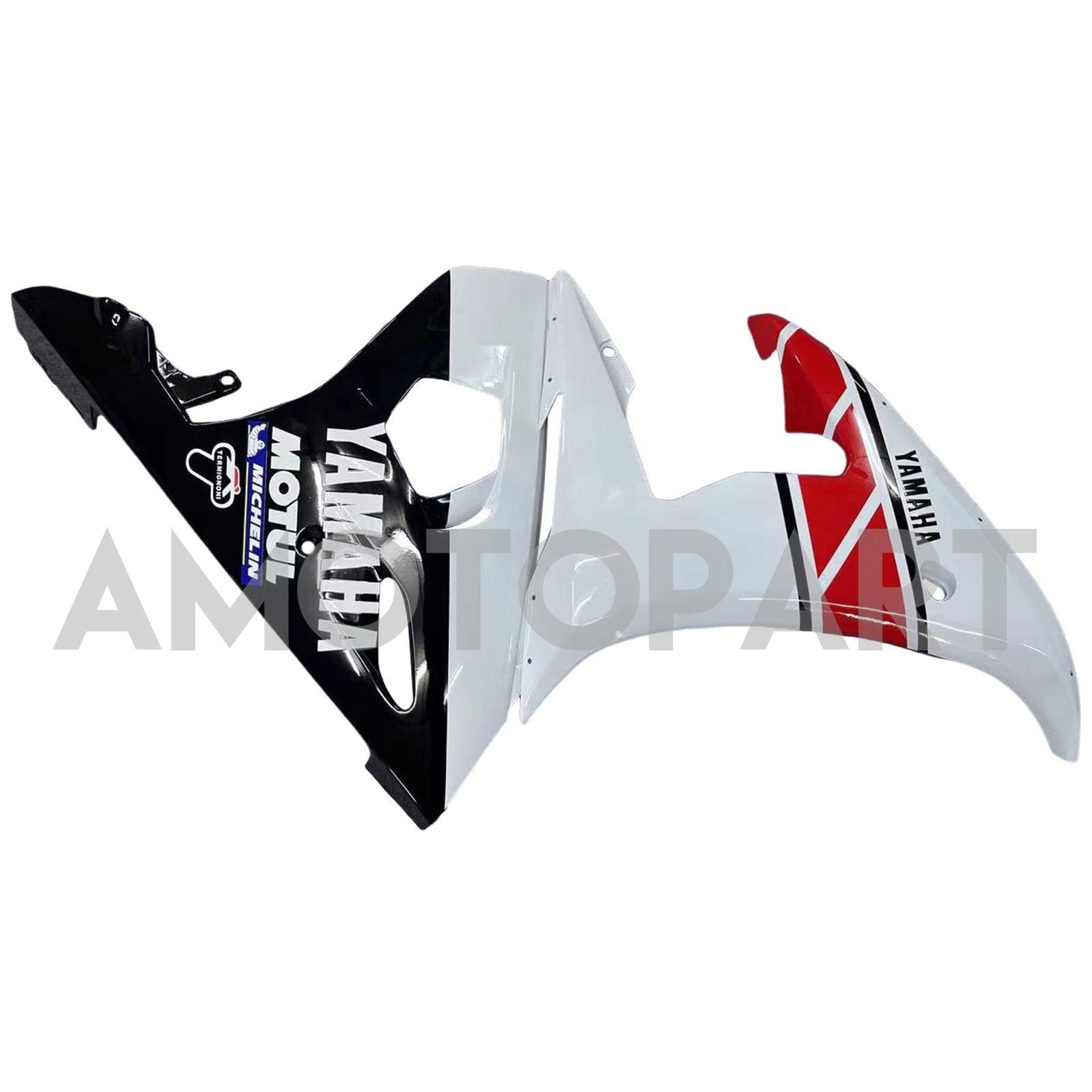 Amotopart Yamaha 2003-2004 YZF 600 R6 & 2006-2009 YZF R6S White Red Fairing Kit