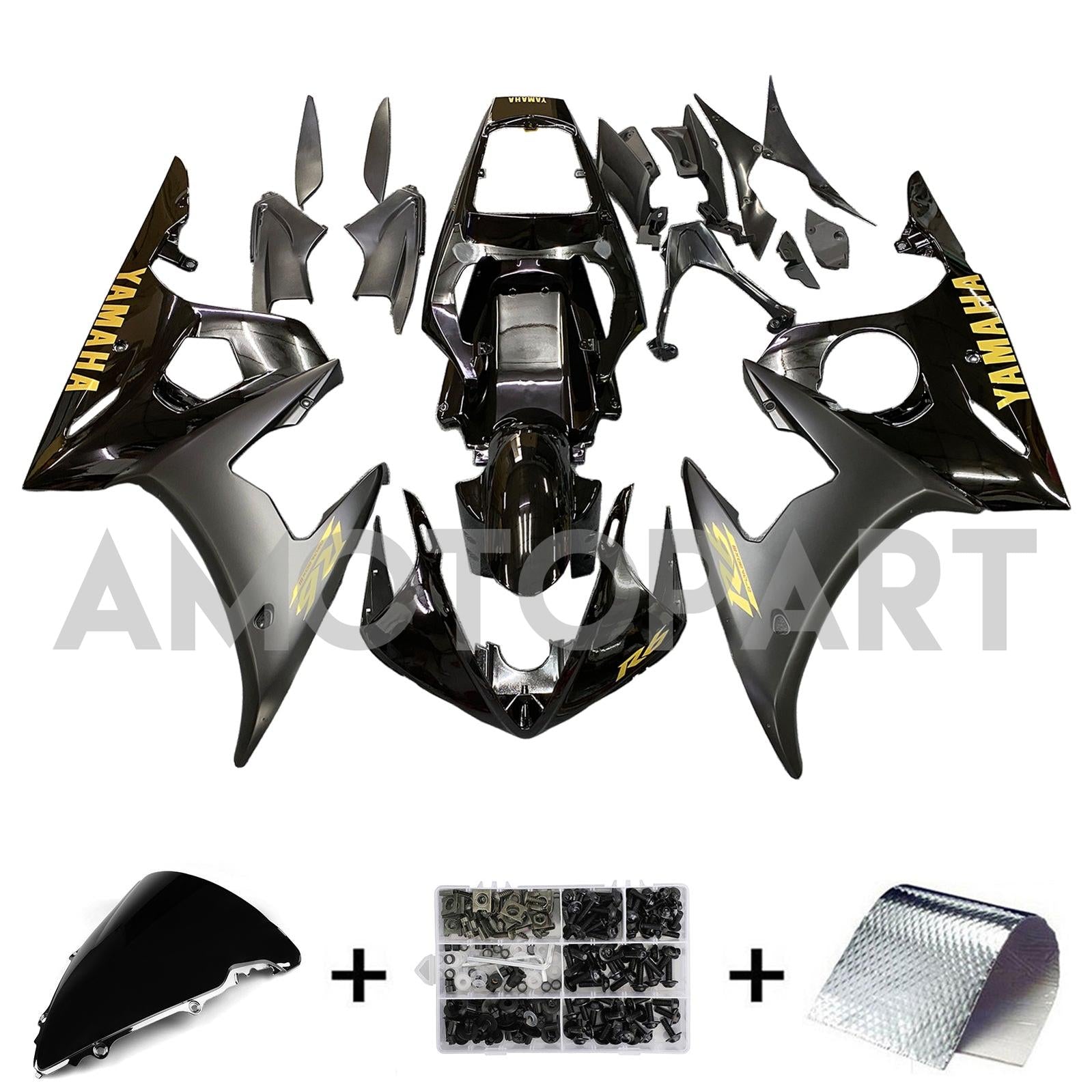 Amotopart Yamaha 2005 YZF 600 R6 Schwarzverkleidungskit
