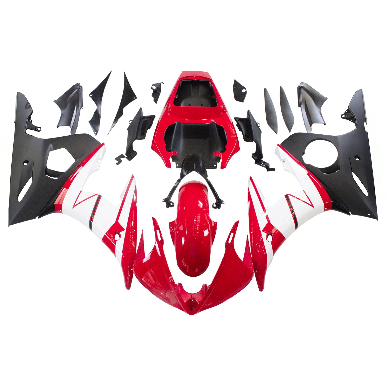 Amotopart ヤマハ YZF 600 R6 2005 レッド&Wハイトフェアリングキット