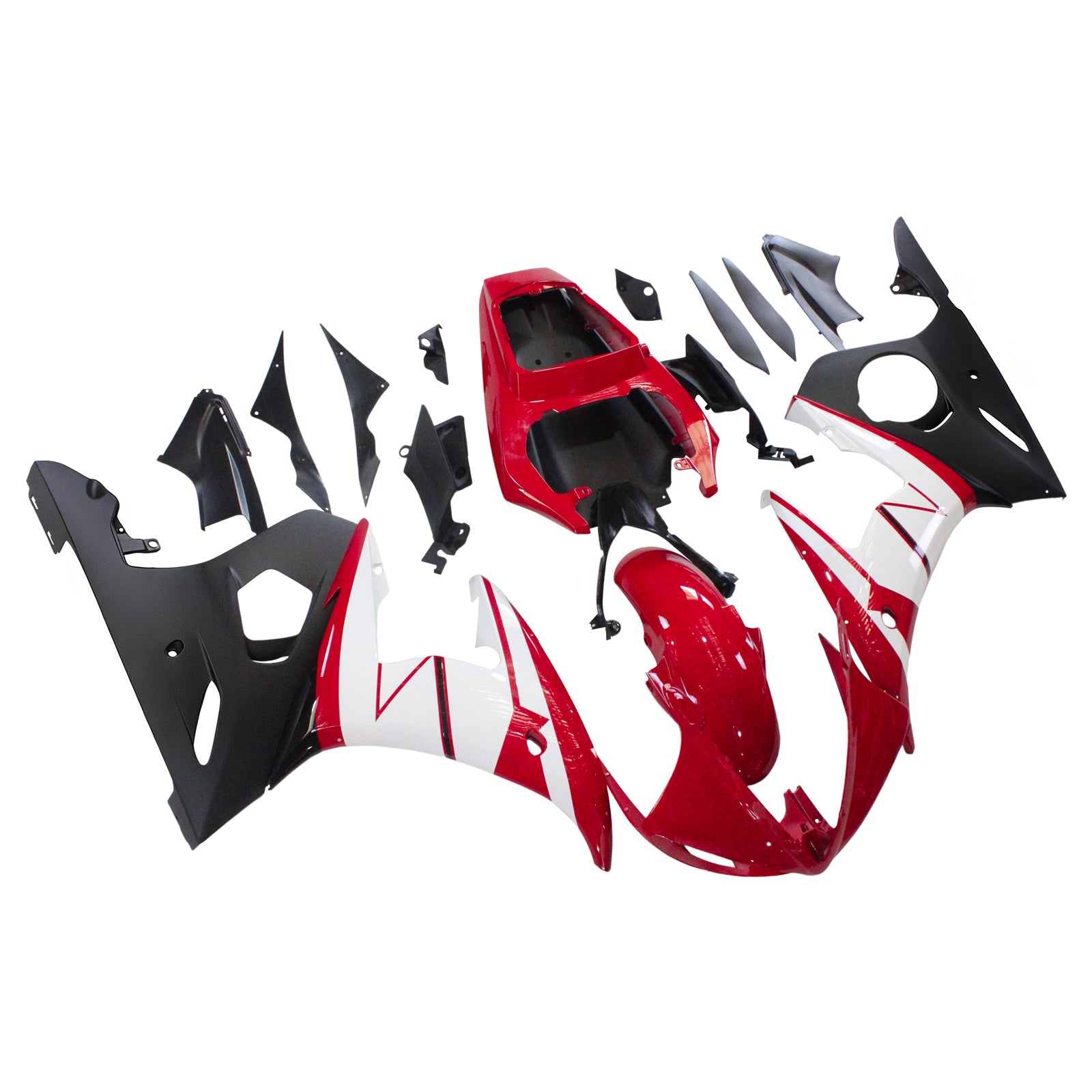 Amotopart Yamaha YZF 600 R6 2005 Rød&Whvid kåbesæt