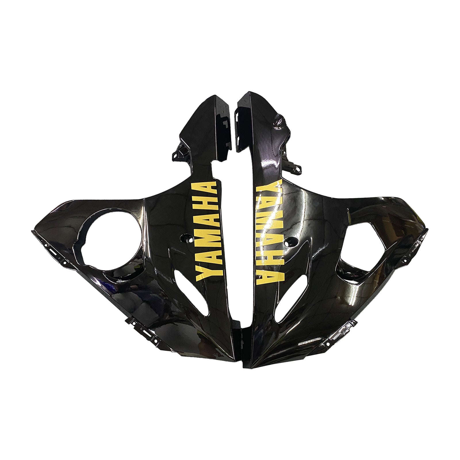 Amotopart Verkleidungsset für Yamaha YZF 600 R6 2005, Schwarz mit goldenem Logo