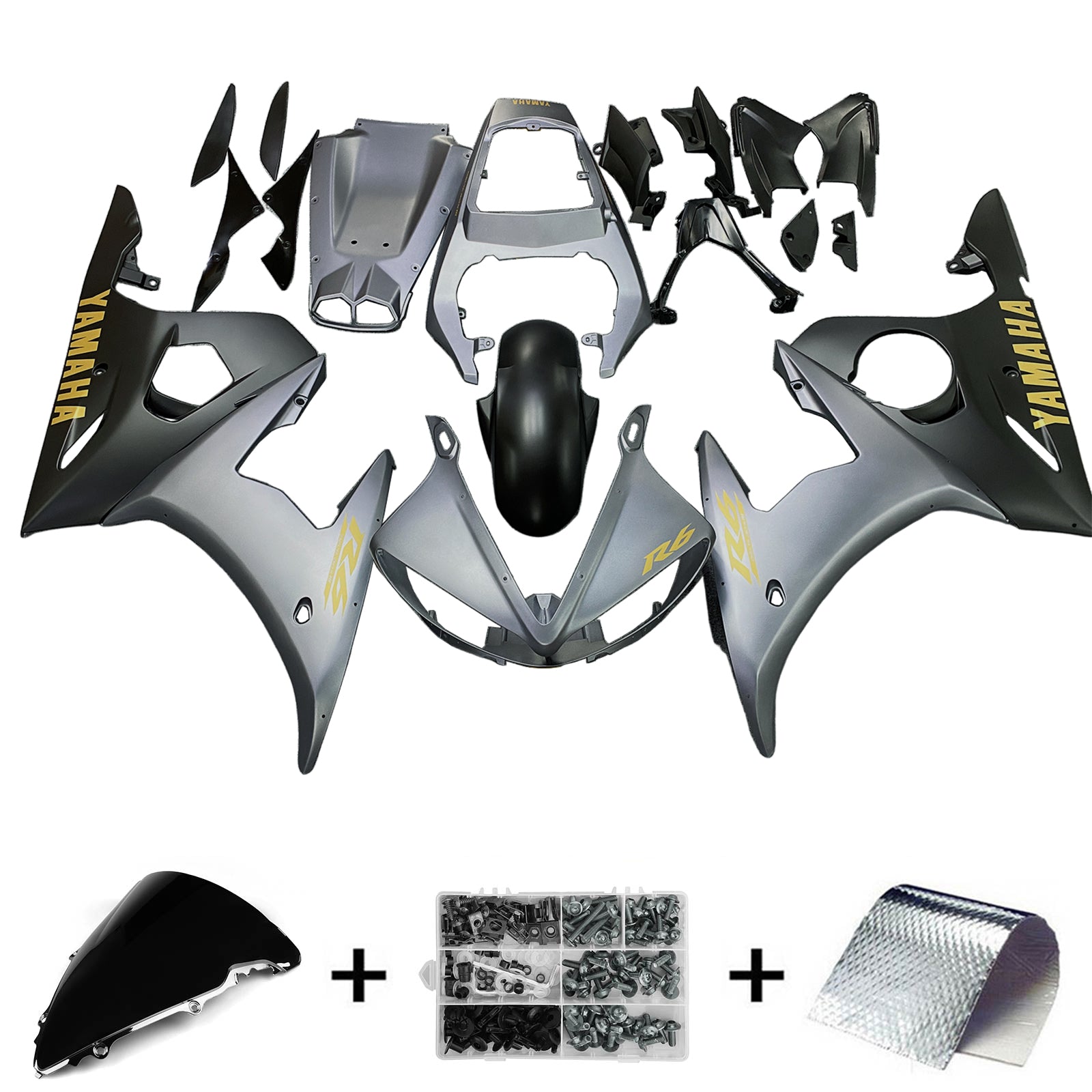 Kit de carénage Amotopart Yamaha 2005 YZF 600 R6 gris argenté