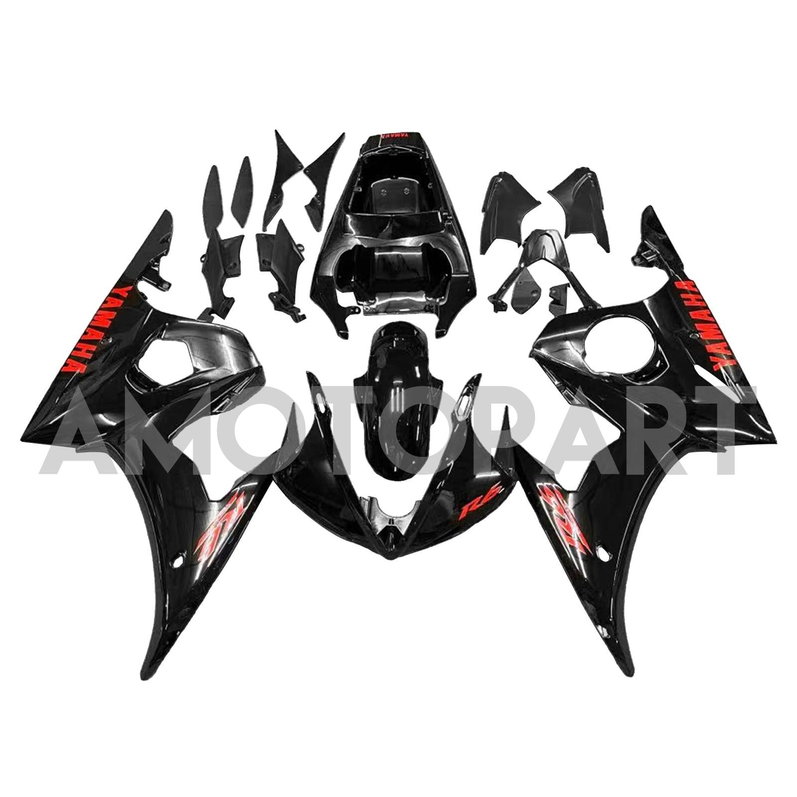 Amotopart Yamaha YZF 600 R6 2005 Black with Red Logo Fairing Kit