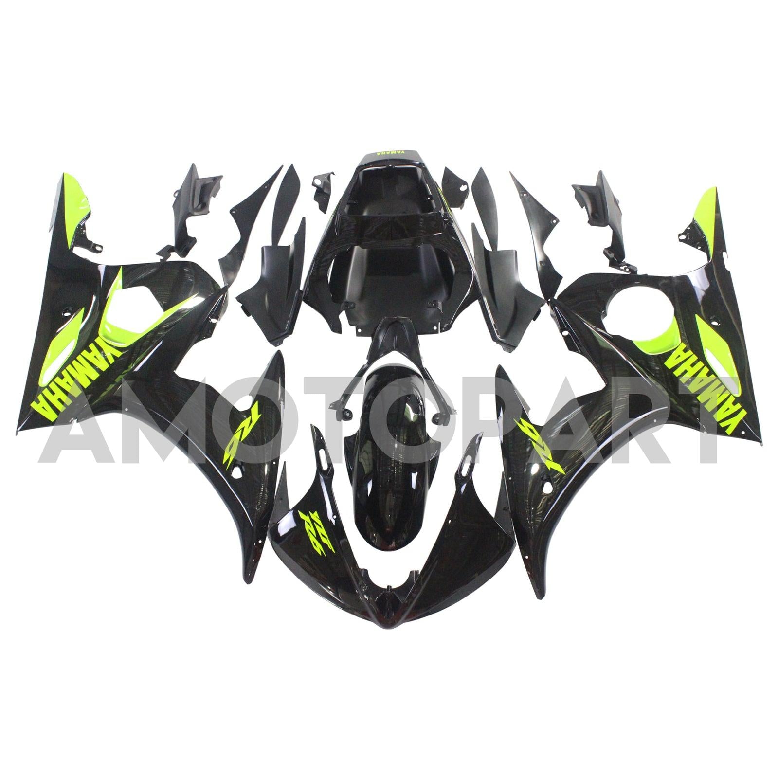 Amotopart Yamaha YZF 600 R6 2005 Schwarz&Gelbes Verkleidungsset