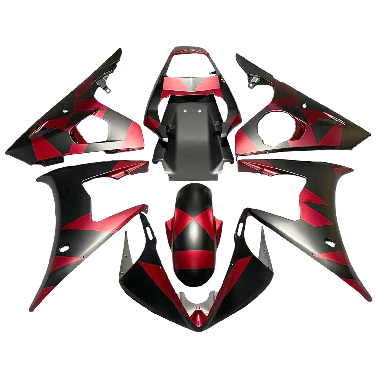 Amotopart Yamaha 2005 YZF 600 R6 Black Red Fairing Kit