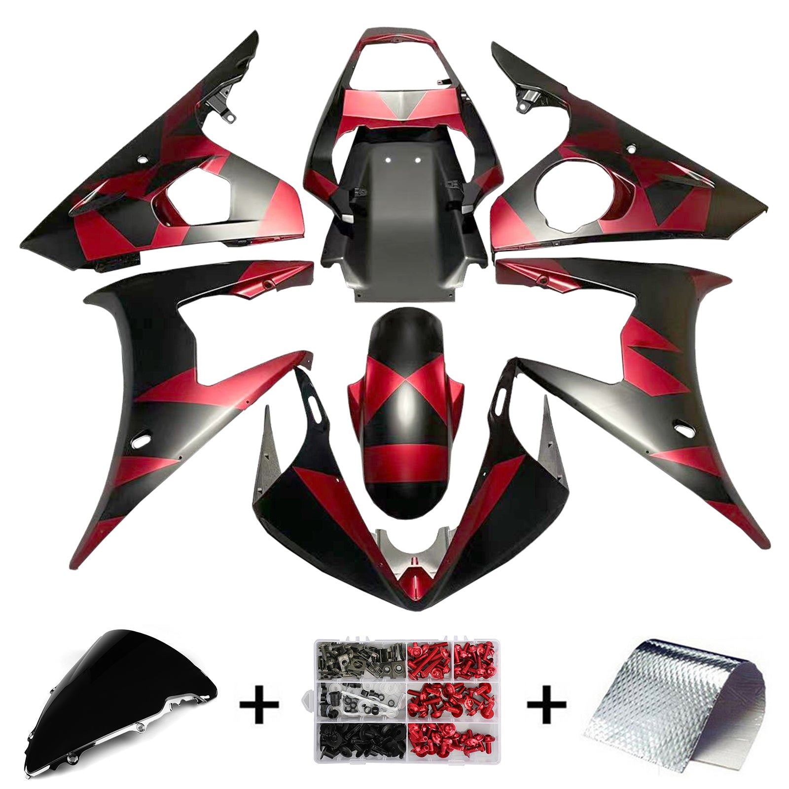 Amotopart Yamaha 2005 YZF 600 R6 Schwarz Rot Verkleidungsset