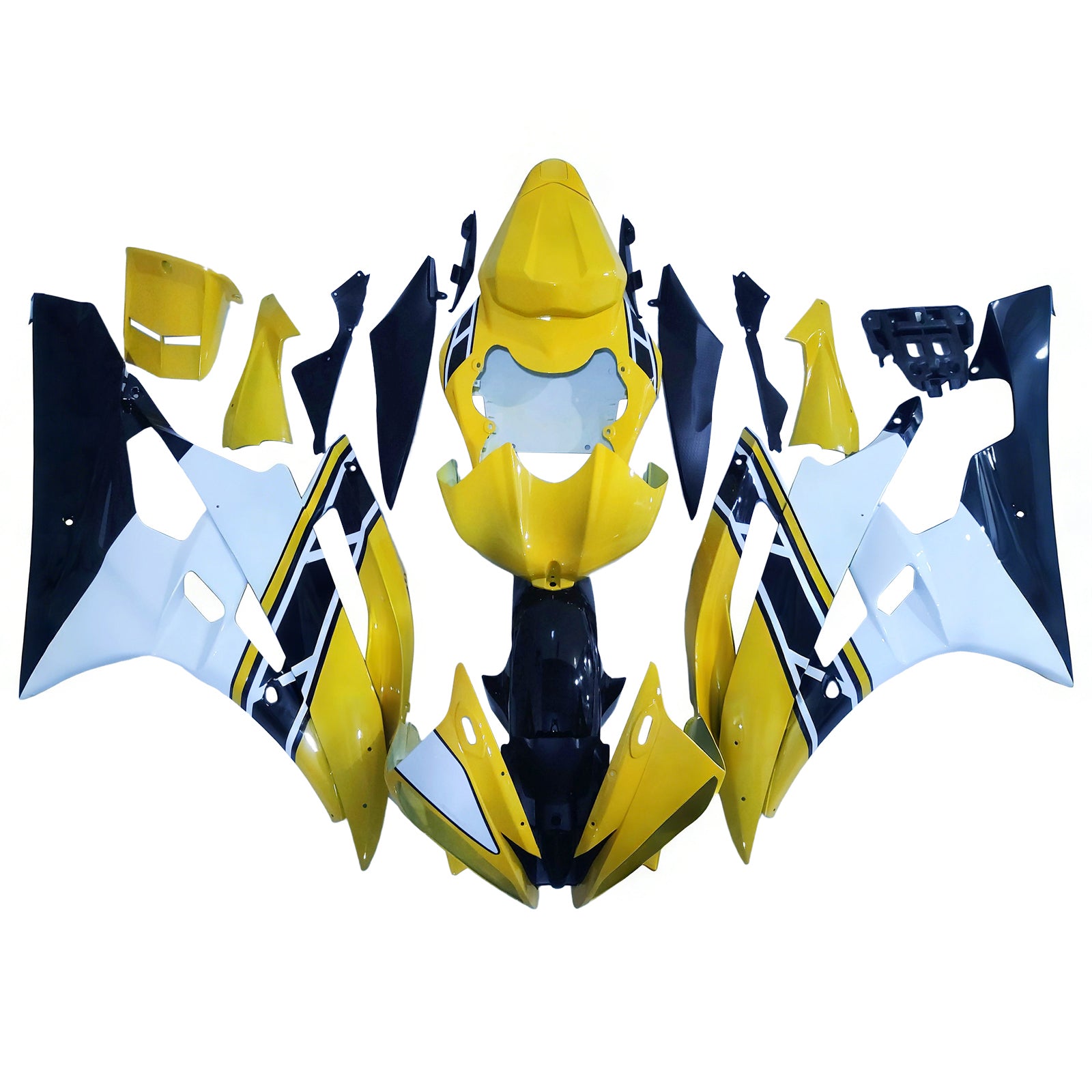 Amotopart Yamaha 2006-2007 YZF-R6 Yellow White Black Fairing Kit