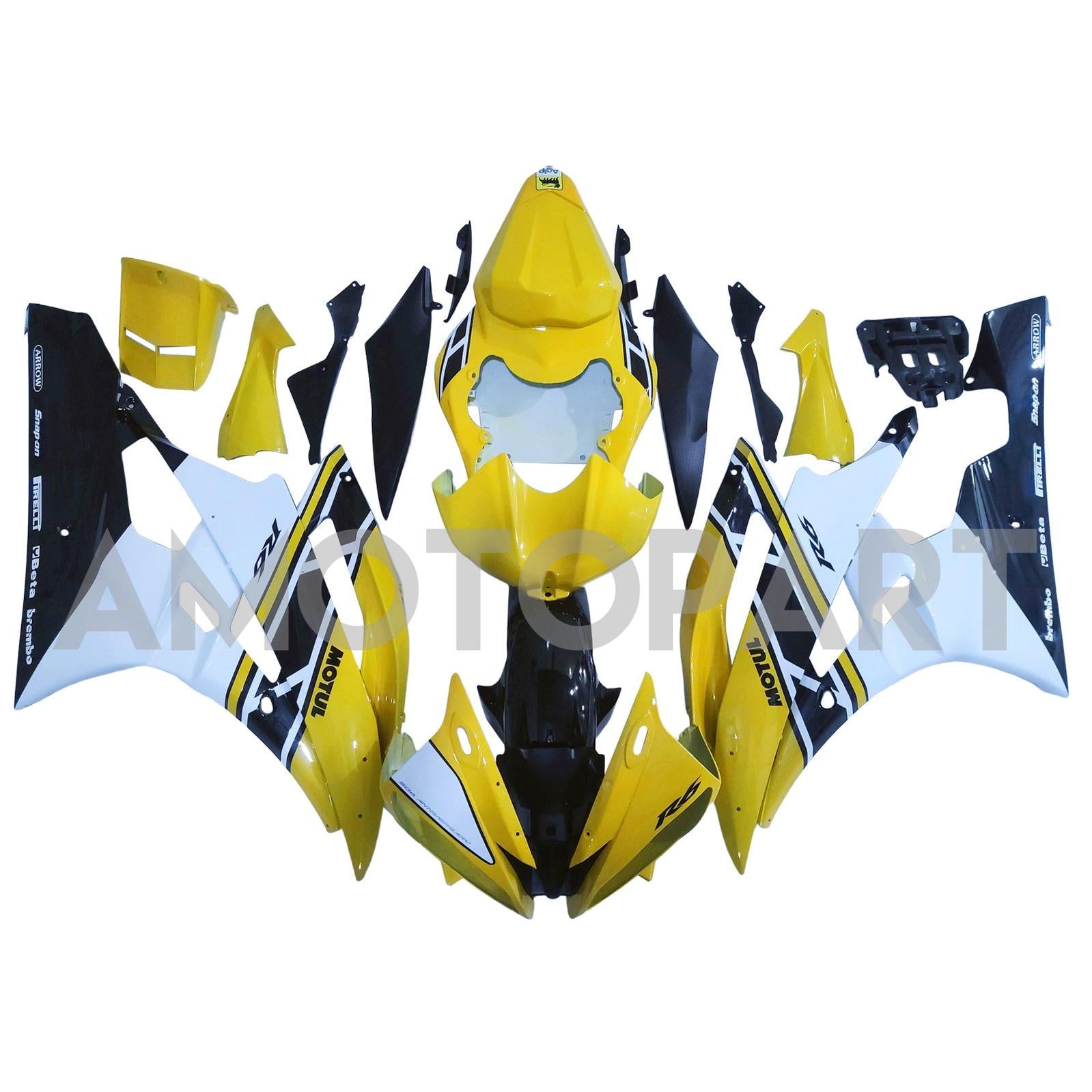 Amotopart 2006-2007 Yamaha YZF 600 R6 Colección de kit de carenado negro y azul