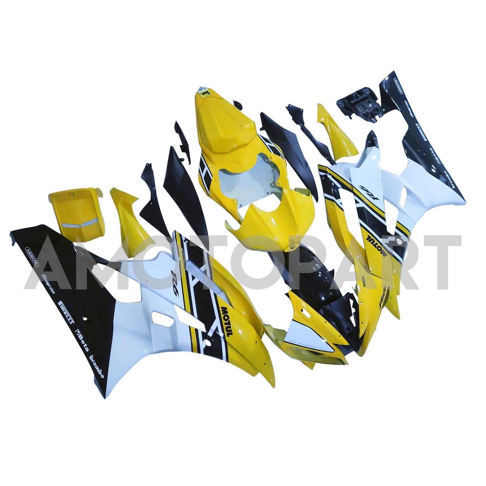 Amotopart Yamaha 2006-2007 kit de carénage noir blanc YZF-R6