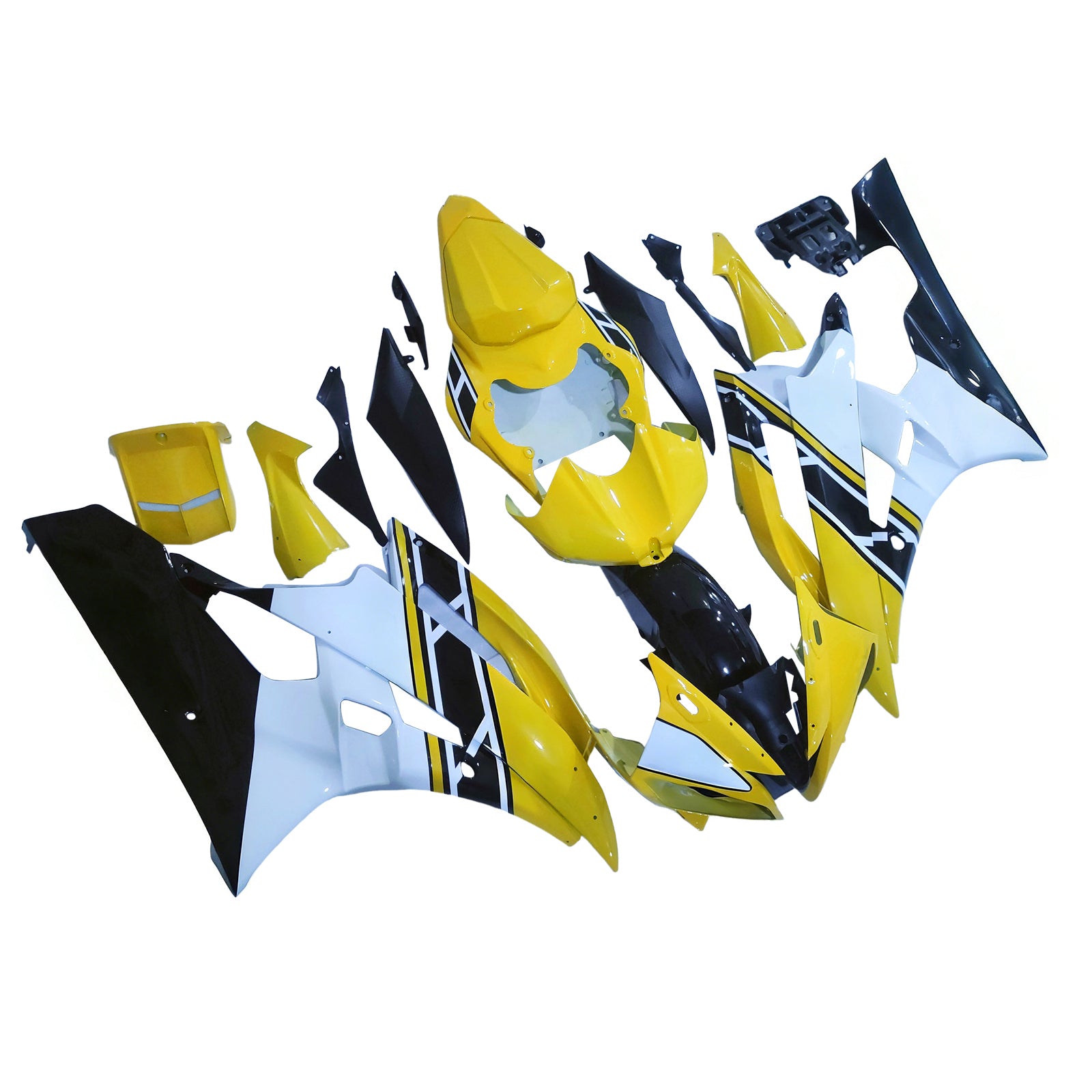 Amotopart Yamaha 2006-2007 YZF-R6 Yellow White Black Fairing Kit