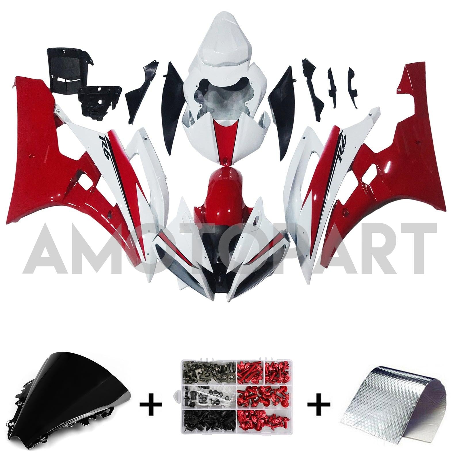Amotopart Fairings Yamaha YZF-R6 2006-2007 Fairing White Red Michelin Fairing Kit