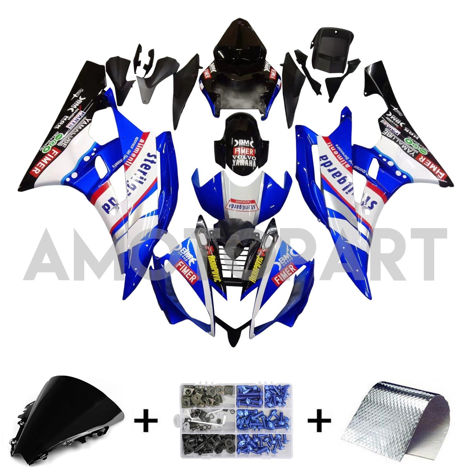 Amotopart Fairings Yamaha YZF-R6 2006-2007 Fairing Blue Black Sterilgard R6 Racing Fairing Kit