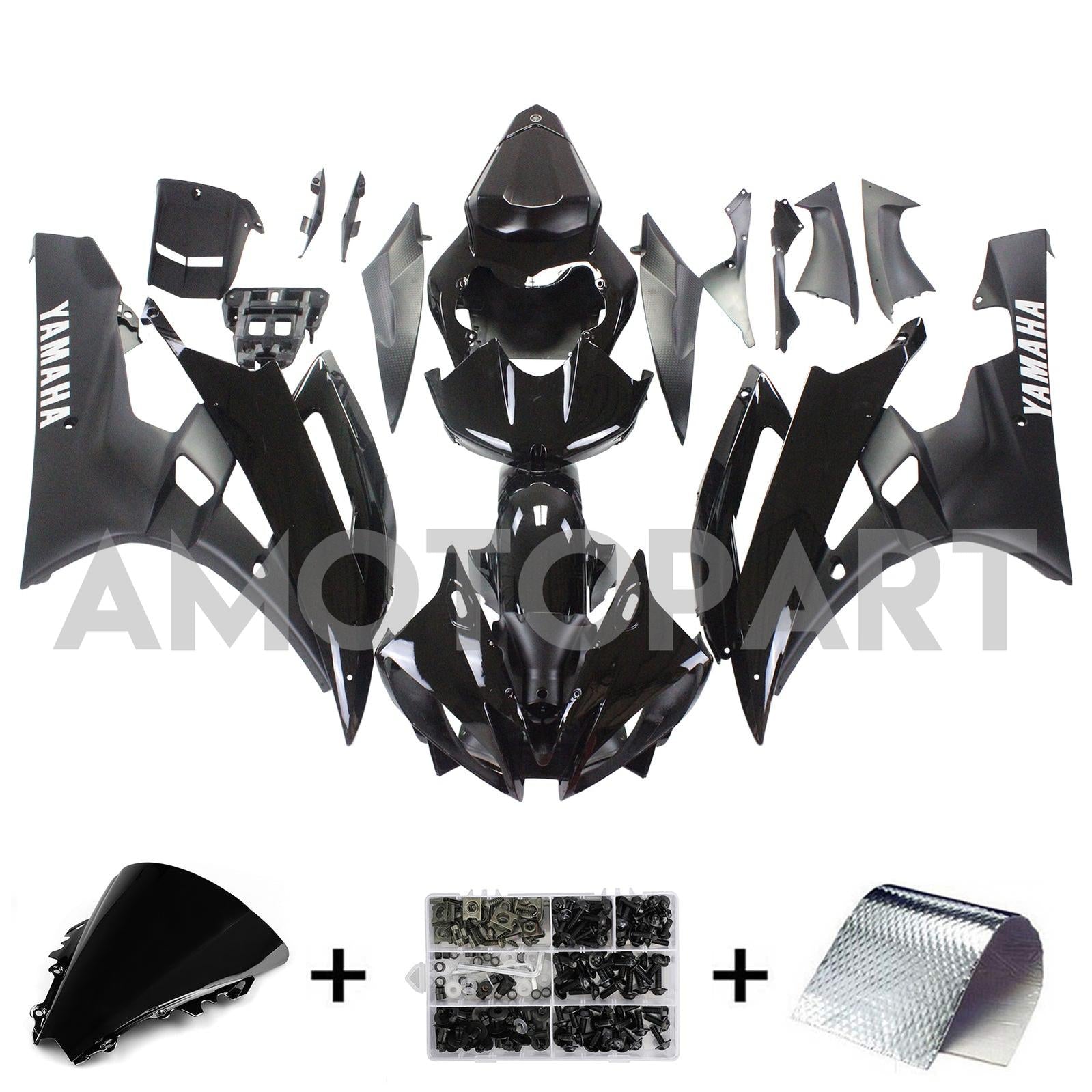 Amotopart Fairings Yamaha YZF-R6 2006-2007 Fairing Contrast Black Fairing Kit