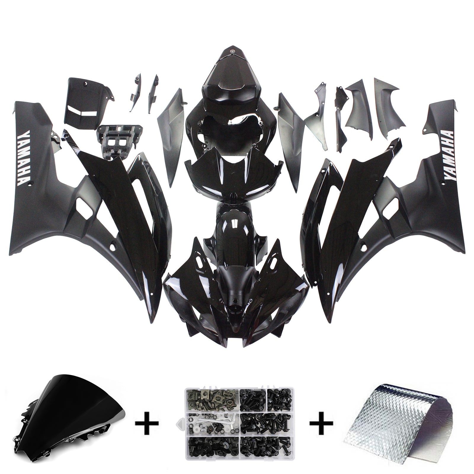 Amotopart Carenados Yamaha YZF-R6 2006-2007 Carenado Contraste Negro Kit de Carenado